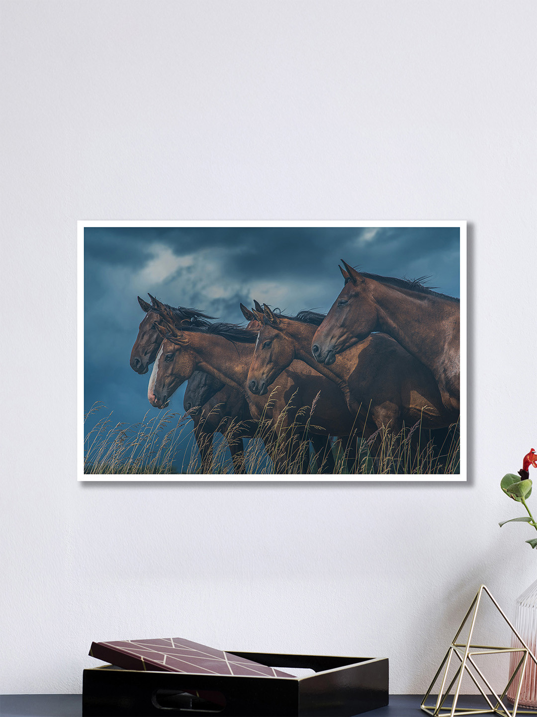 nestroots Brown And Blue Edge of Thunder Canvas Wall Art