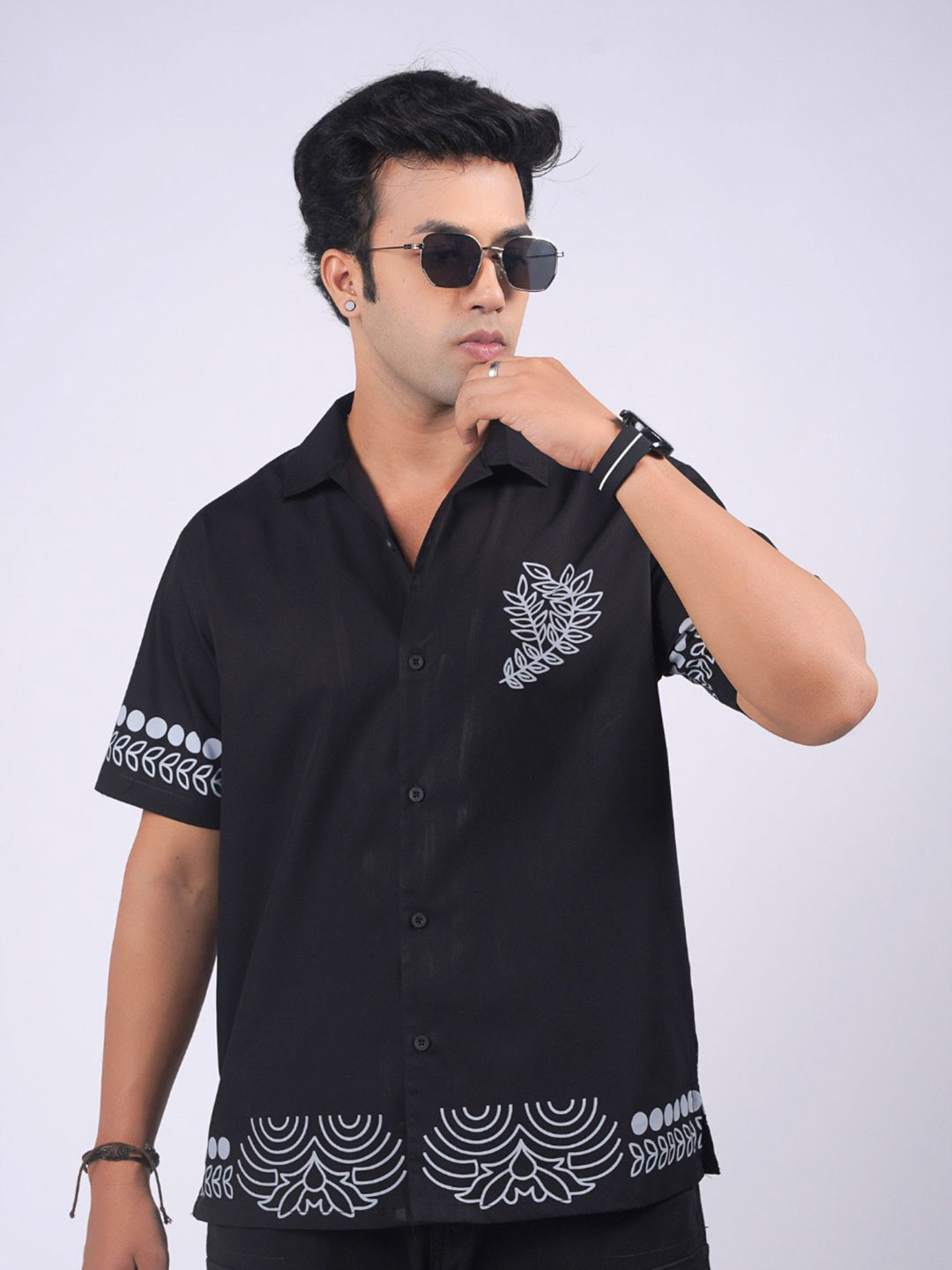 Eszett Ocean Printed Cuban Collar Pure Cotton Shirt