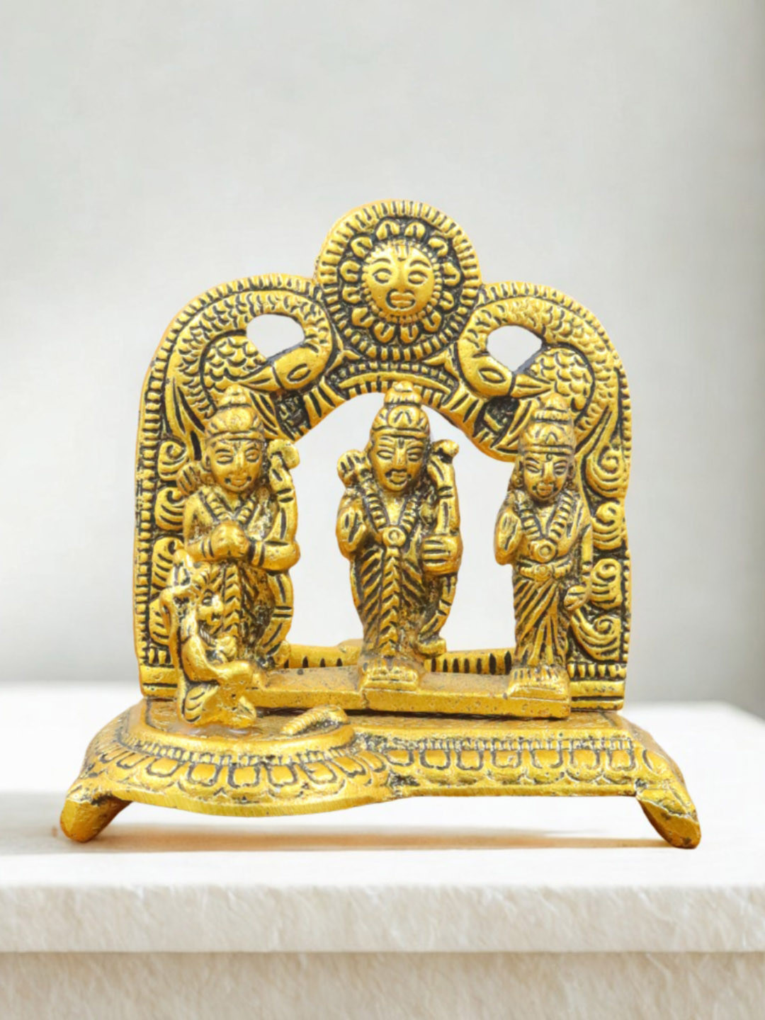 INTERNATIONAL GIFT Gold-Toned Lord Rama Darbar Religious Metal Idol Showpiece