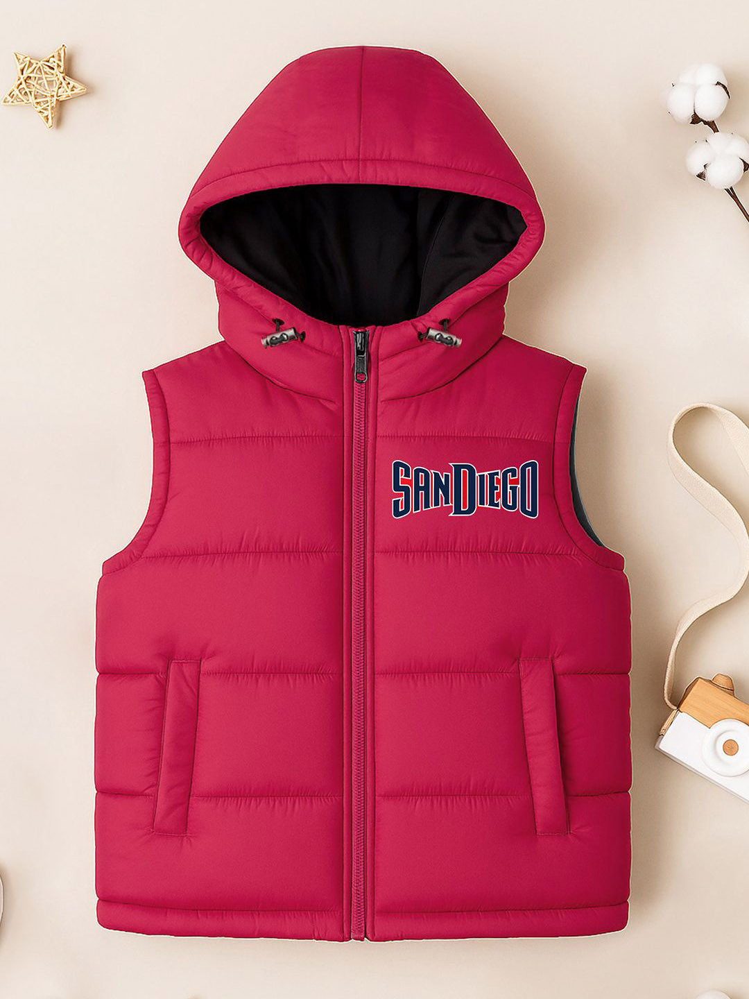 YK X Trampoline Kids Hooded Sleeveless Puffer Jacket