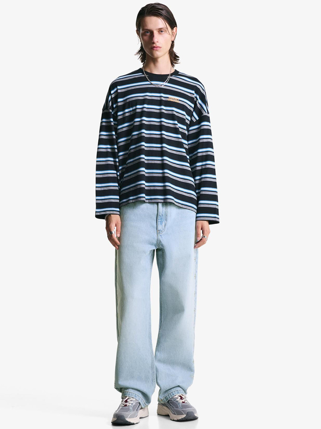 Bershka Studded Pure Cotton Baggy Jeans