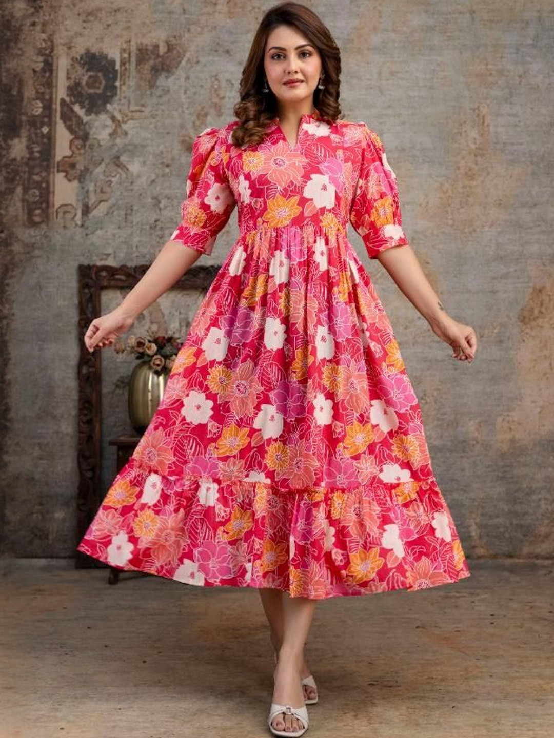 Henal Women Pink Floral Printed Maternity Dress