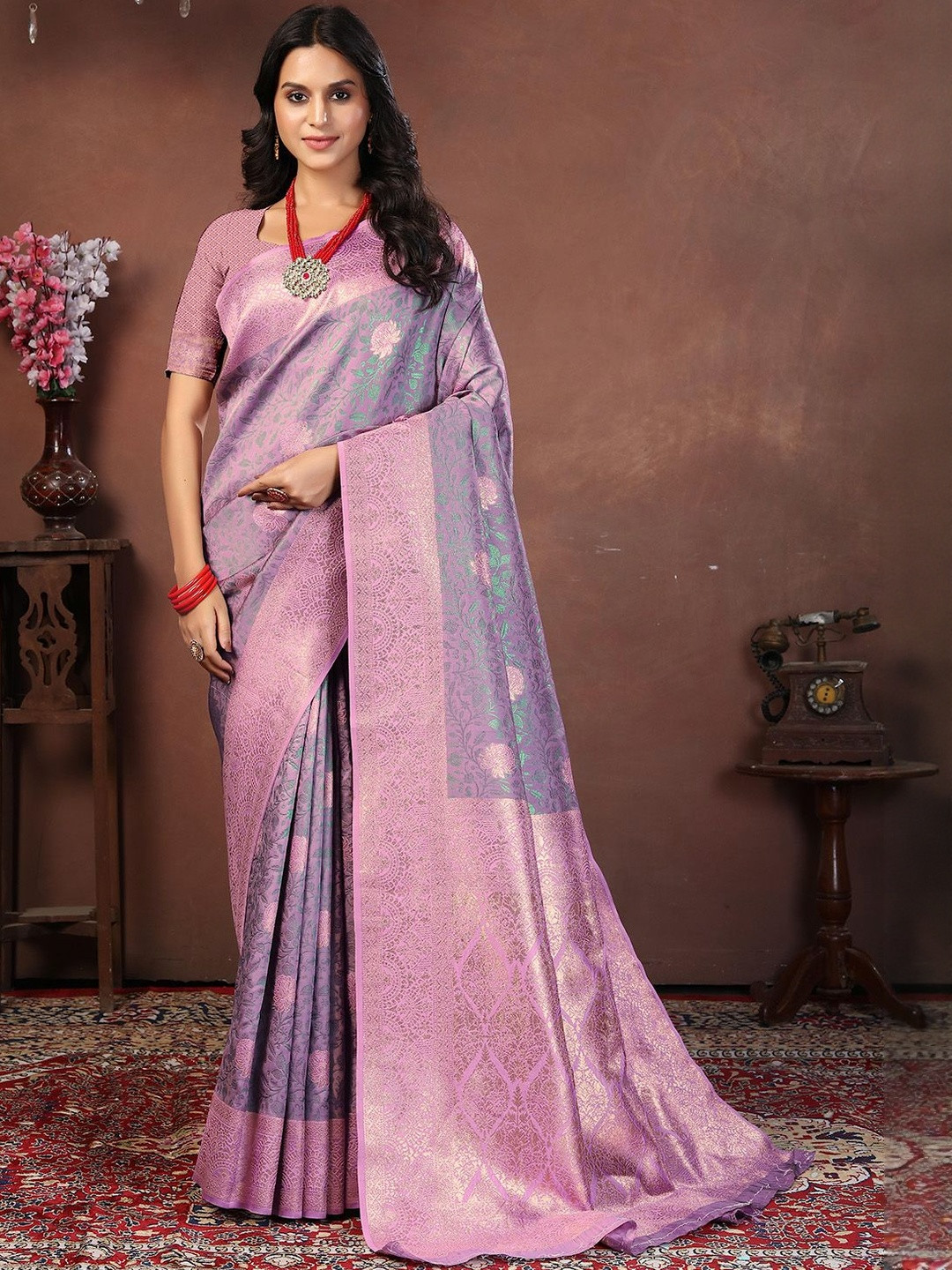 Kesudi Art Silk Designer Banarasi Saree With Blouse Piece