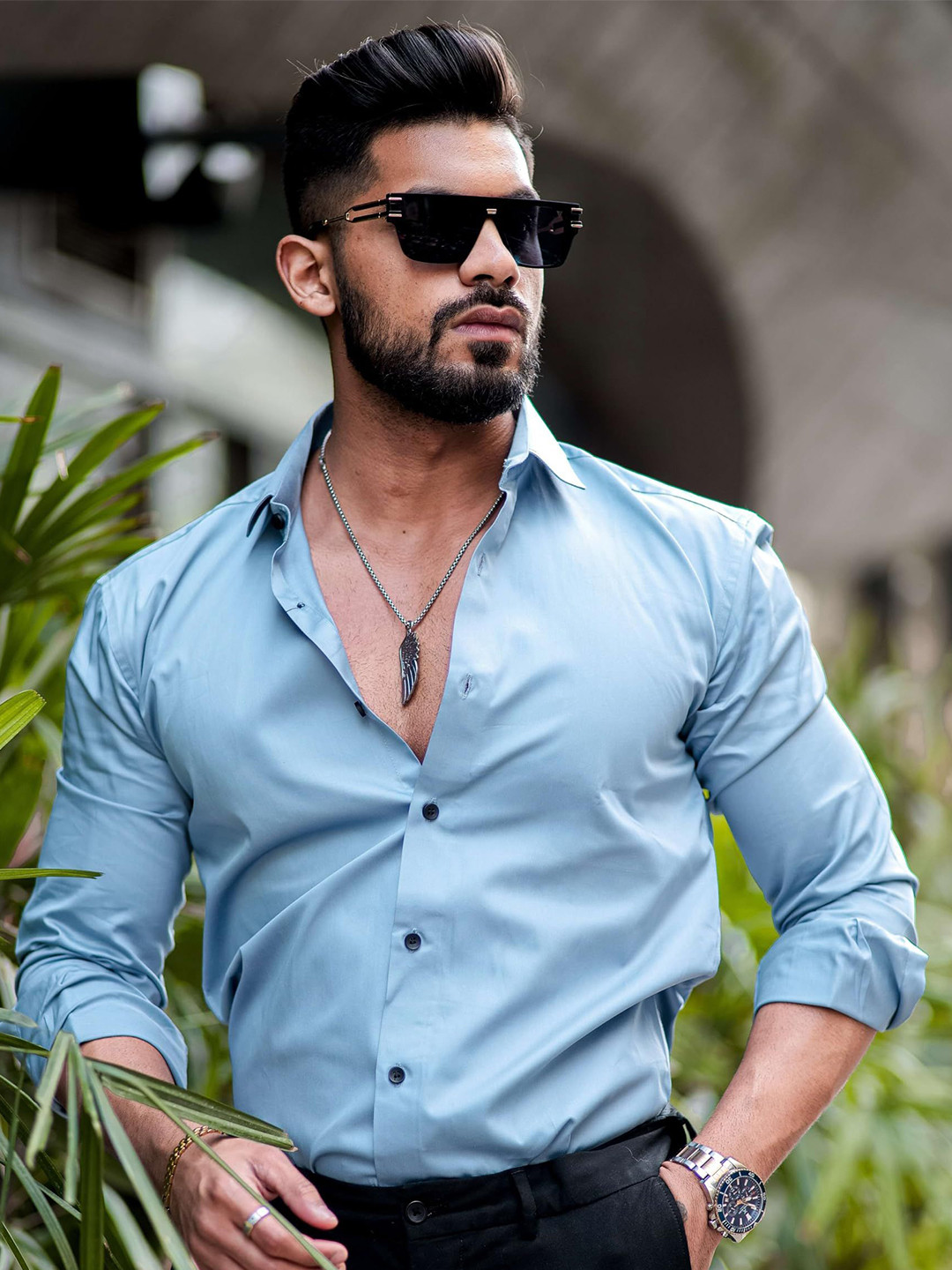 INDOPRIMO Men Solid Spread Collar Satin Casual Shirt