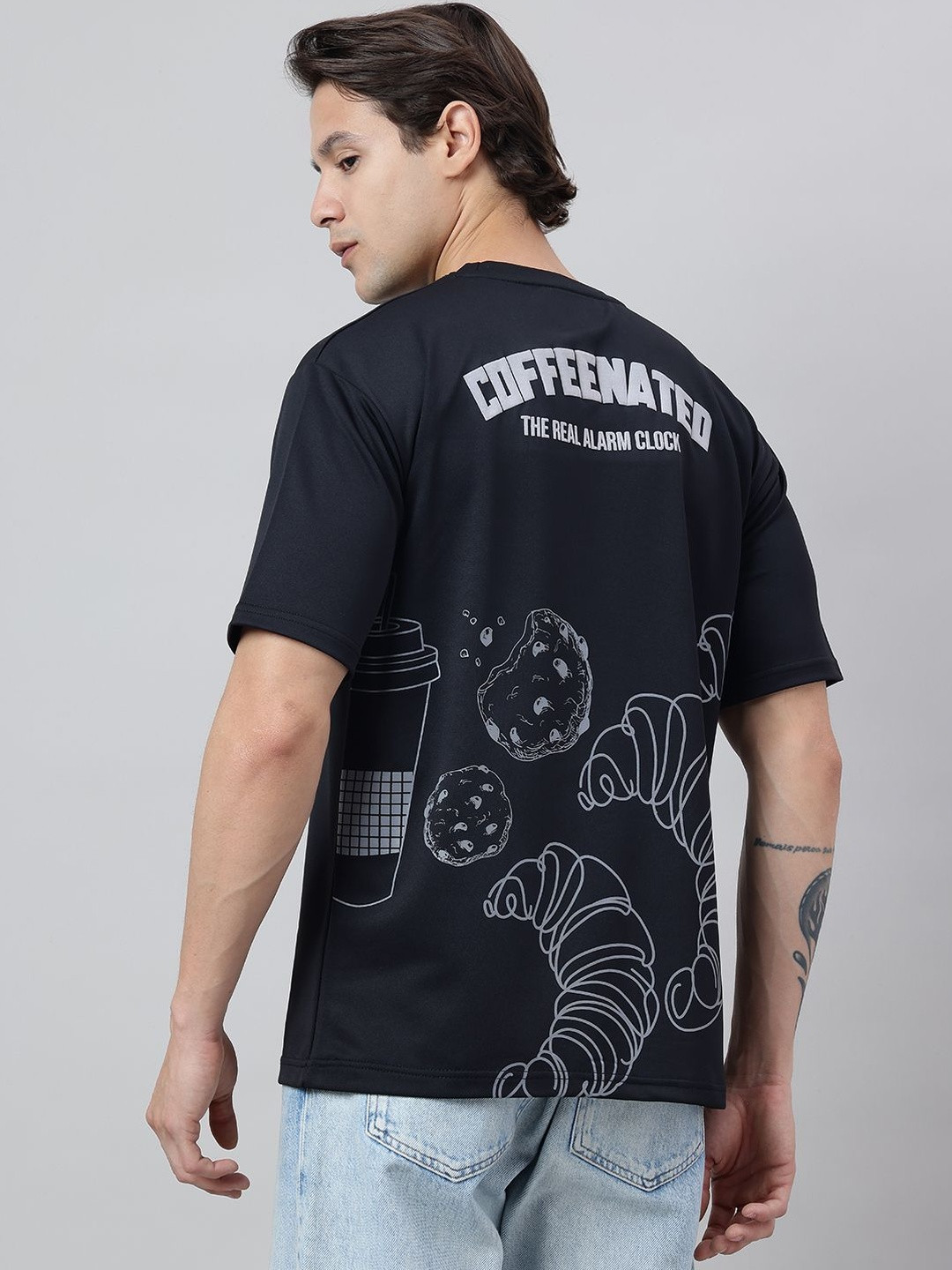Mellow Clothing Men Graphic Printed Round Neck Cotton Oversized T-shirt