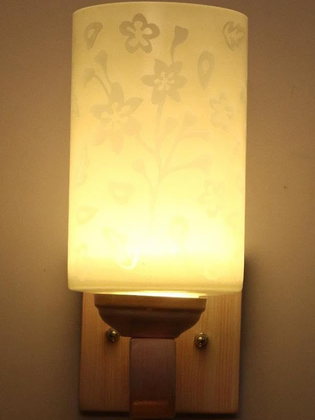 1ST TIME 2 Pieces White & Yellow Stylish Solid Glass Traditional Cylinder Shape Wall Lamps