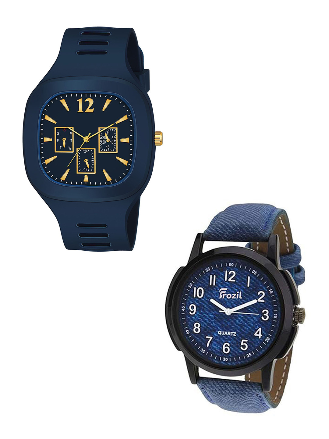 FROZIL Men Set Of 2 Textured Dial & Straps Analogue Watch SQ-BLUE-102