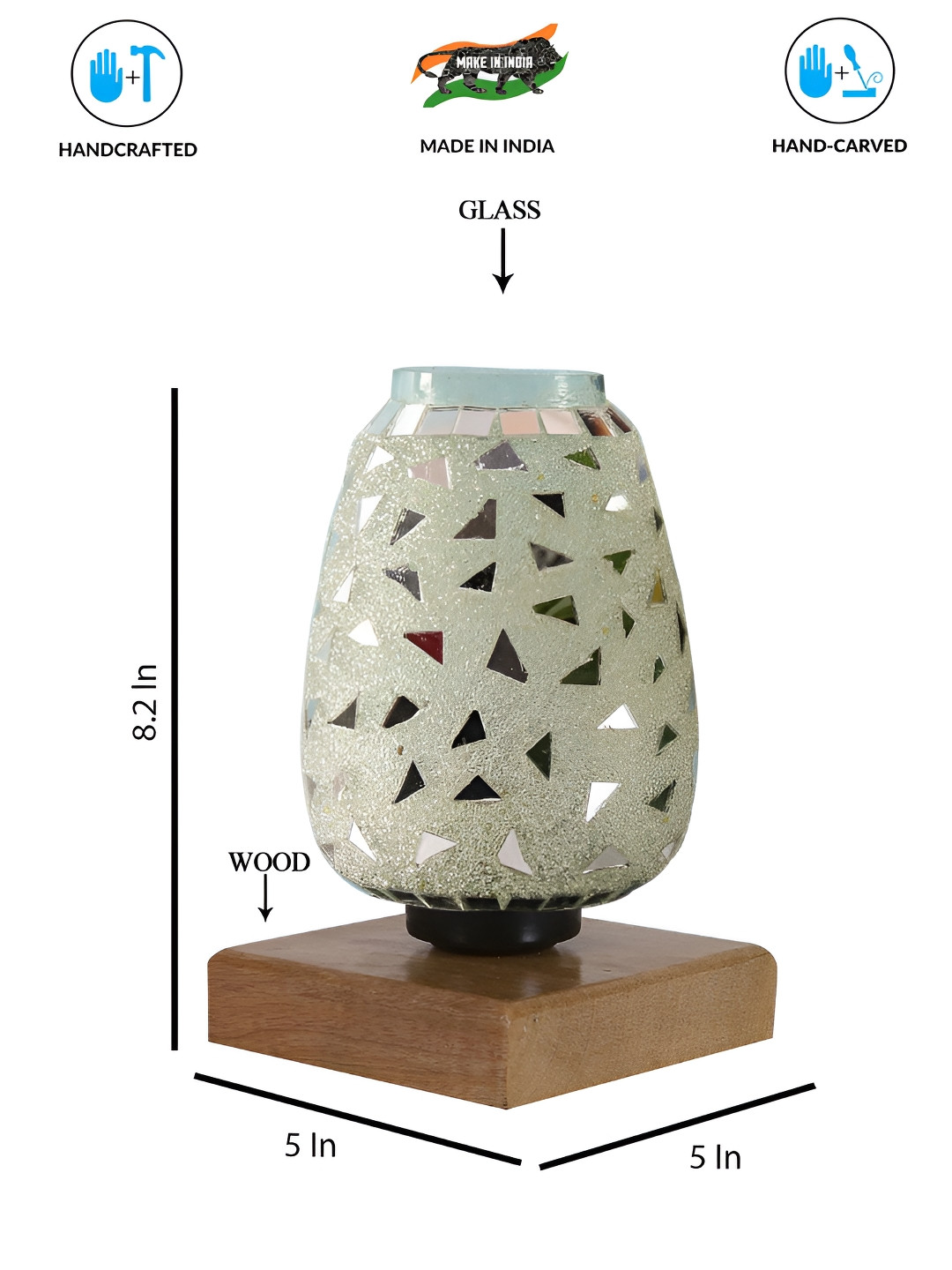Aura White & Cream Colored Textured Glass Cylinder Shaped Table Lamp With Base