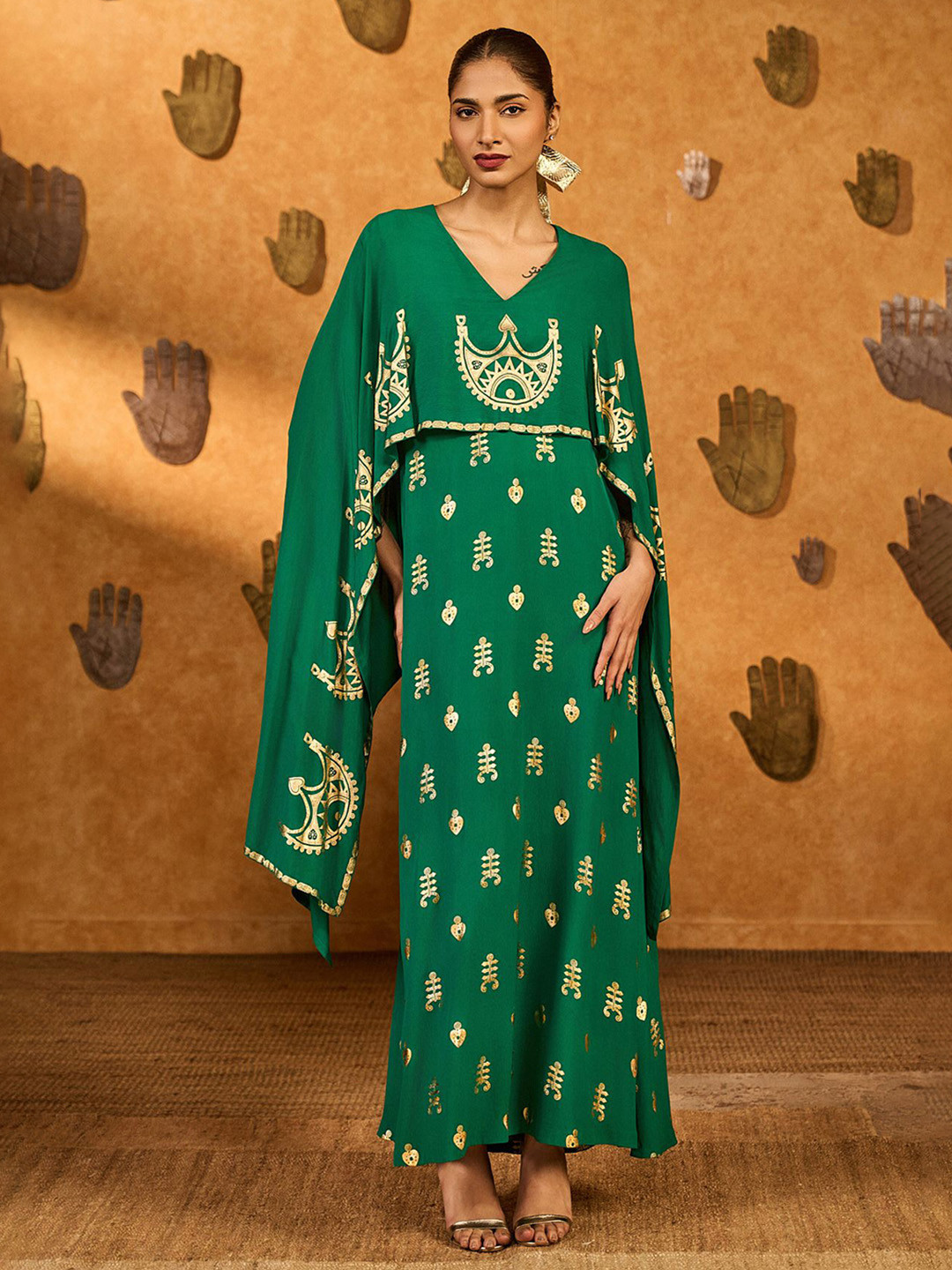 Masaba Women Green Lunar Crown Kaftan