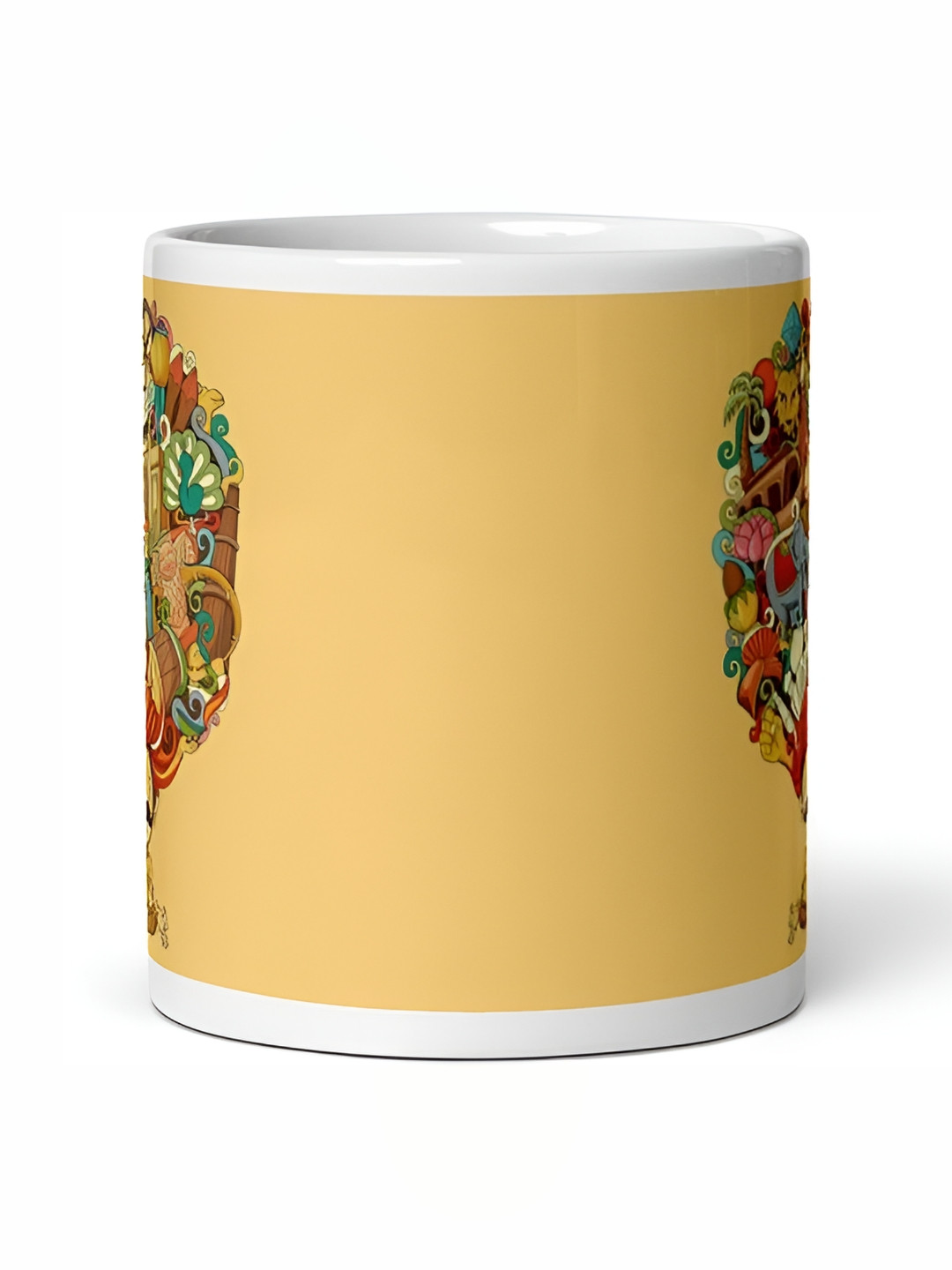 Mr UVD Red & Yellow Graphic Printed Ceramic Glossy Mug 350 Ml