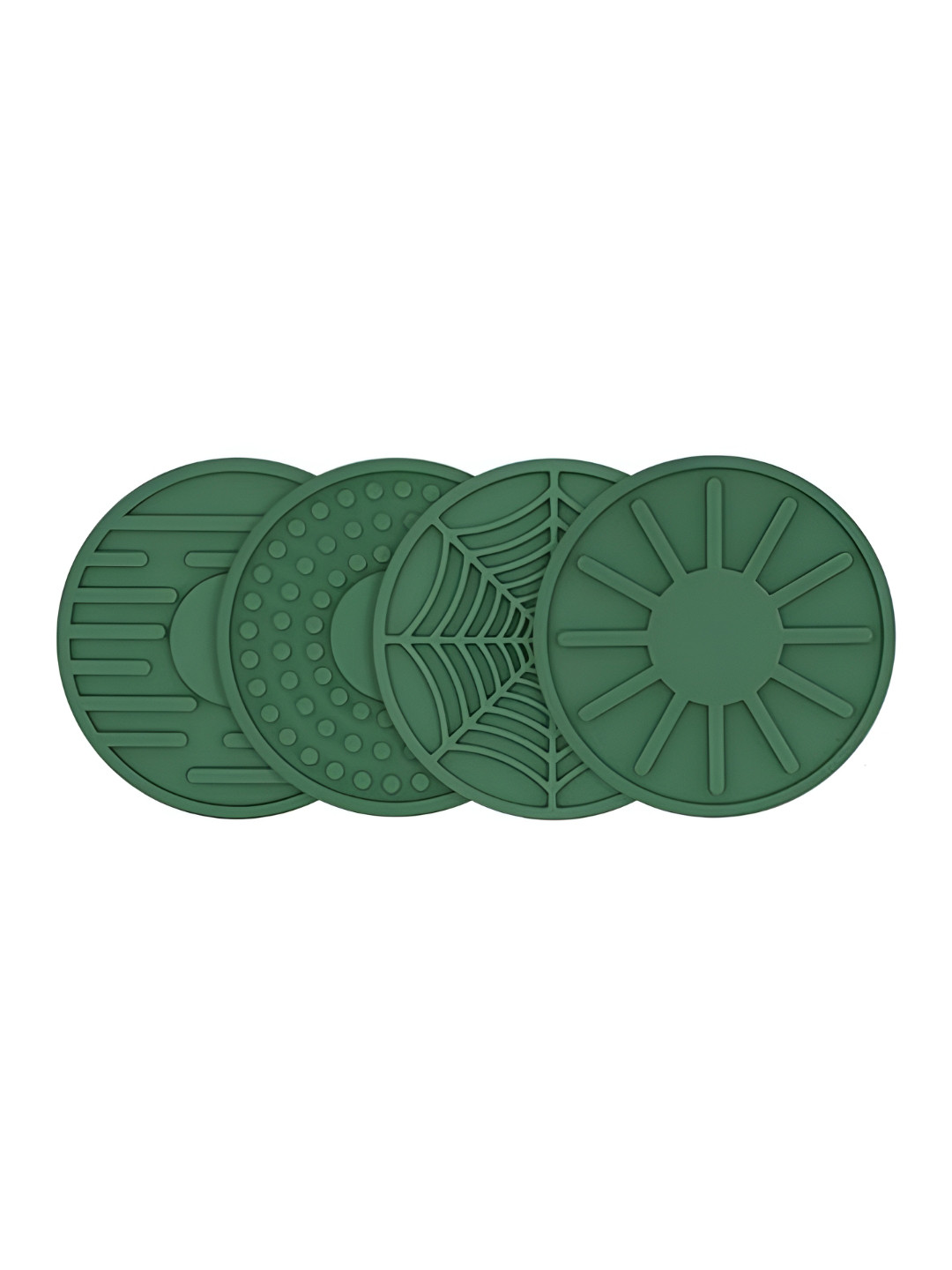 We3 4 Pieces Green Assorted Pattern Round Car Coasters