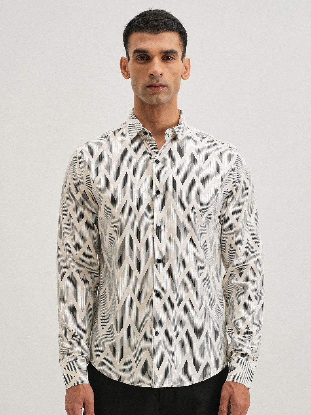 Banana Club Men Chevron Nautical Printed Classic Slim Fit Casual Shirt