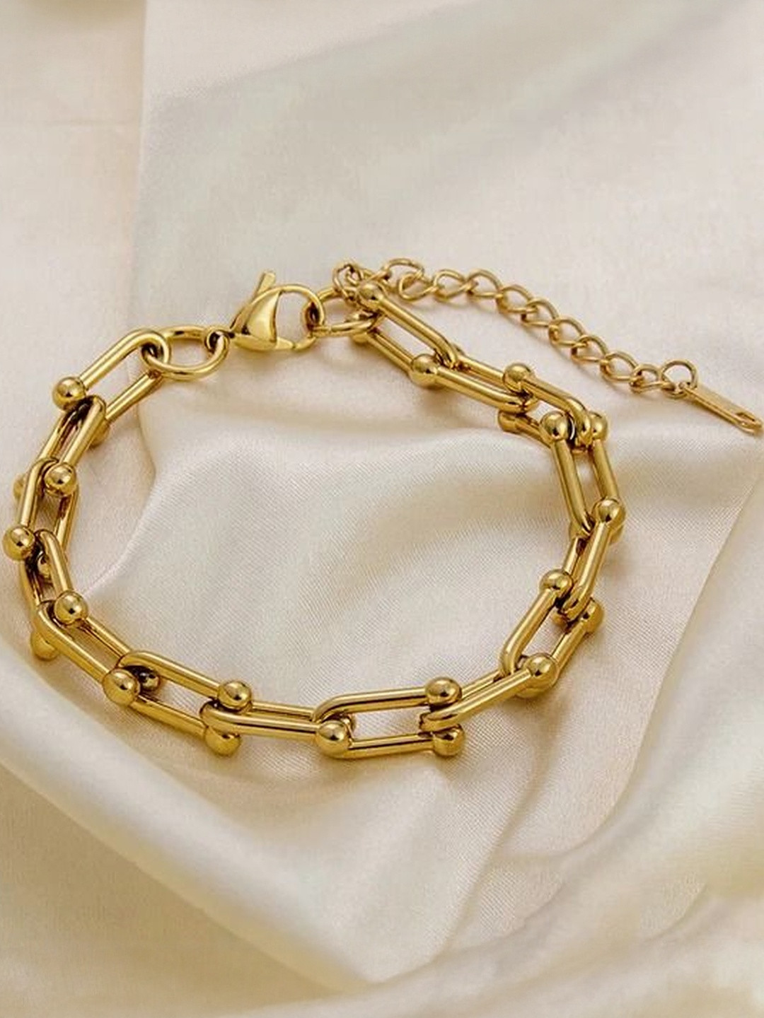 MOON & MUSE Stainless Steel 18K Gold-Plated Link Bracelet