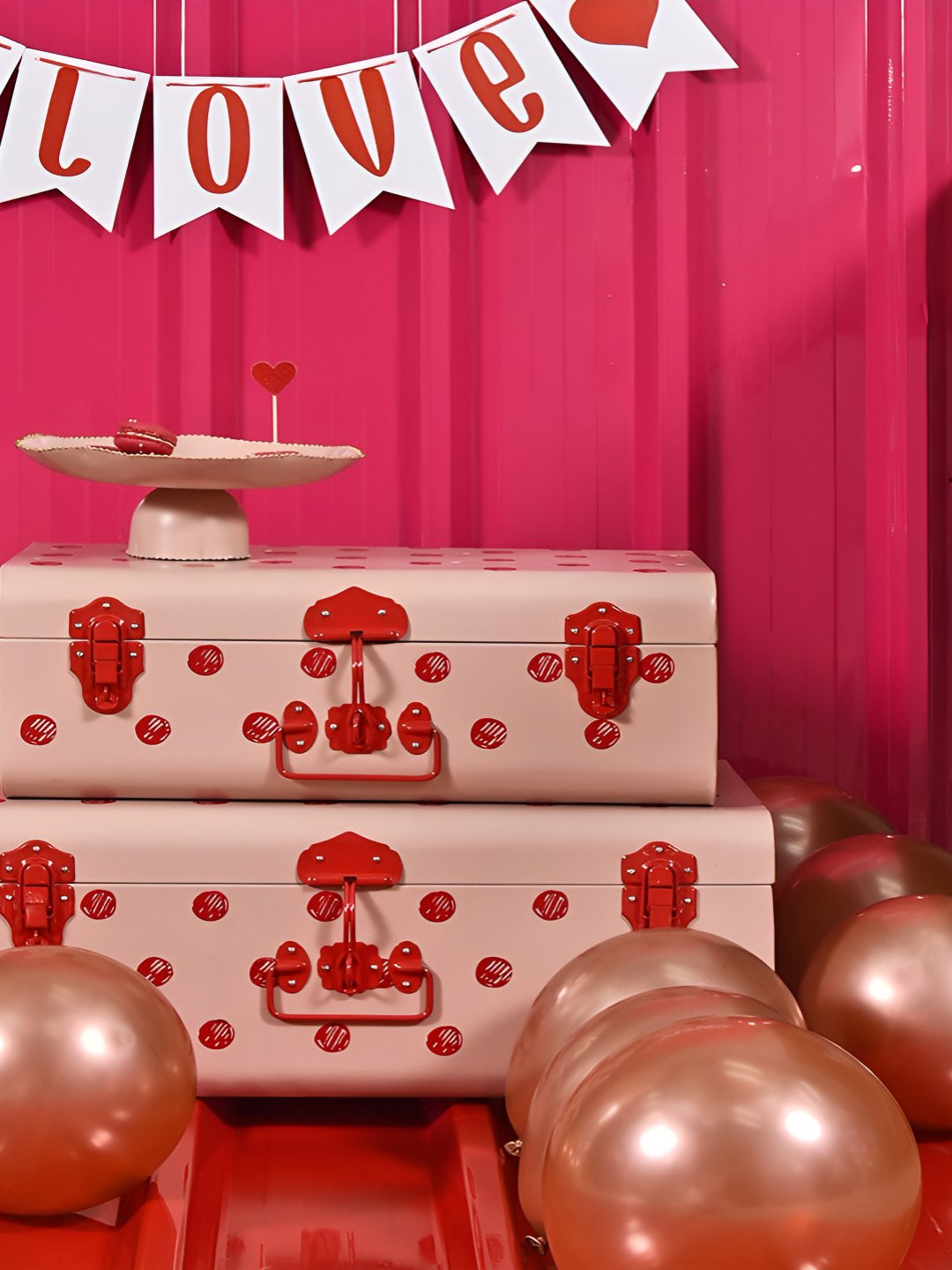 Living With Elan Nude & Red 2 Pieces Printed Storage Trunk Organisers