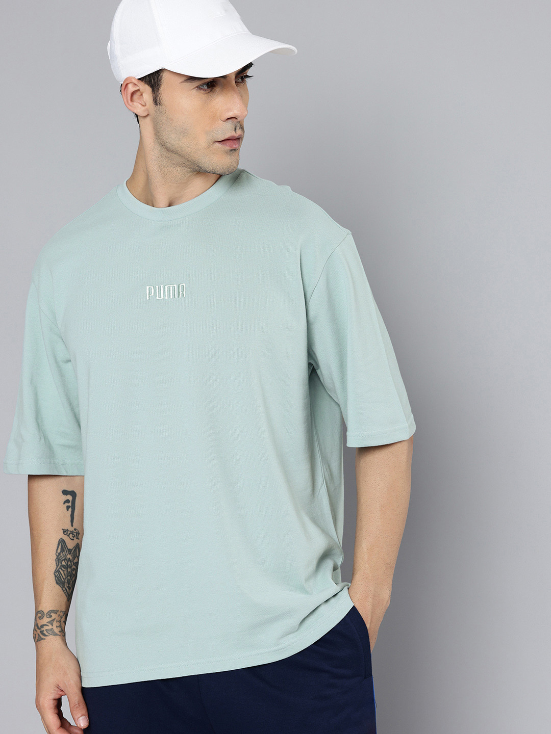 Puma Essential Elevated Drop-Shoulder Sleeves Pure Cotton Oversized T-shirt