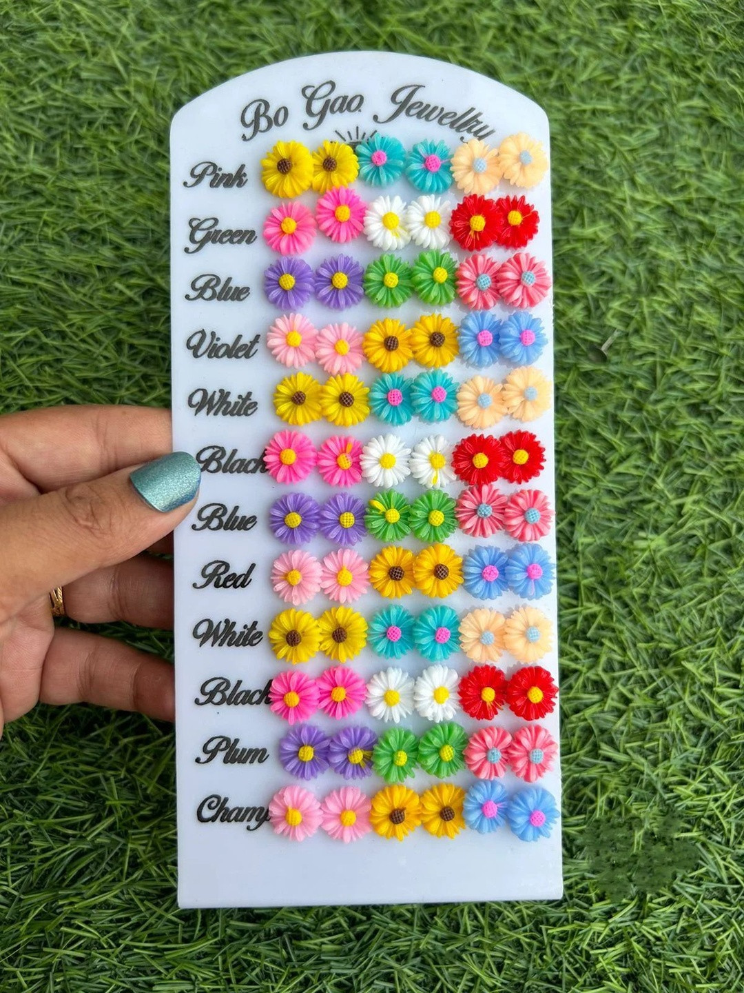 NAVJAI Set of 36 Floral Design Multi Plastic Earrings