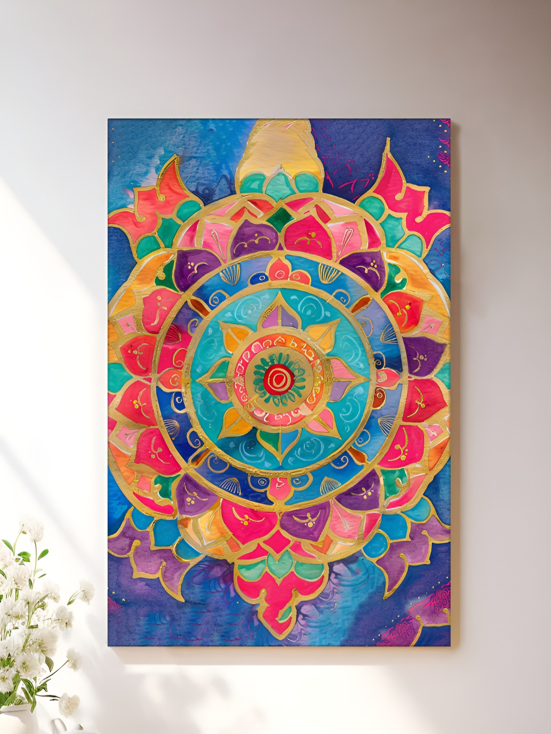 Art Street Blue & Pink Abstract Mandala Canvas Wall Art