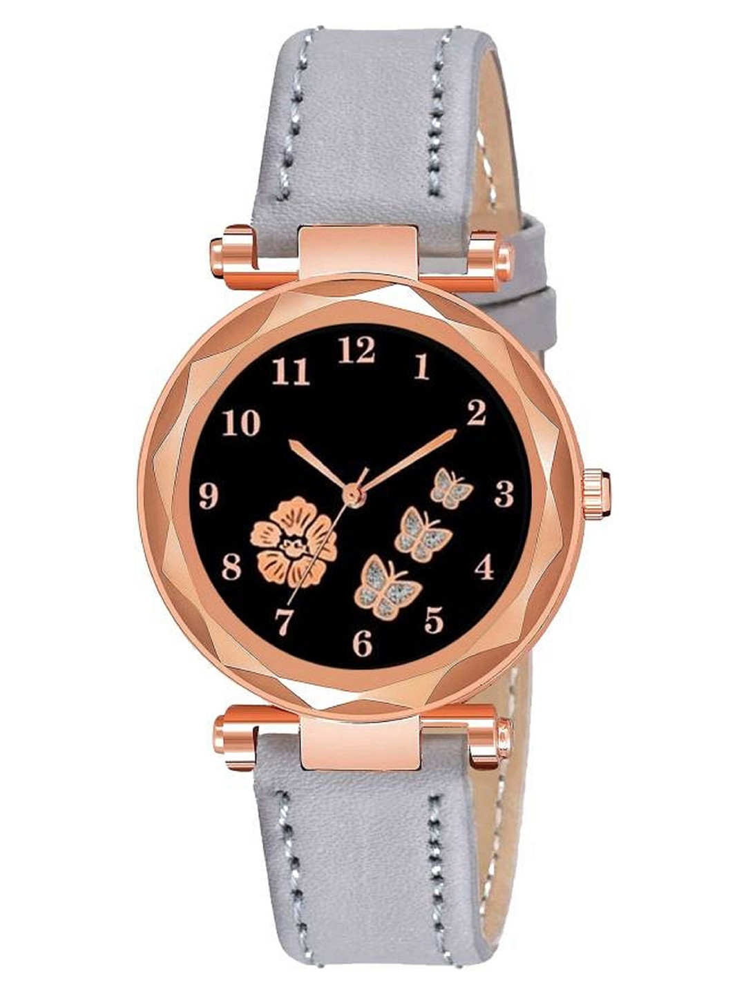 LAKSH Women Grey  Dial & Leather Straps Analogue Watch