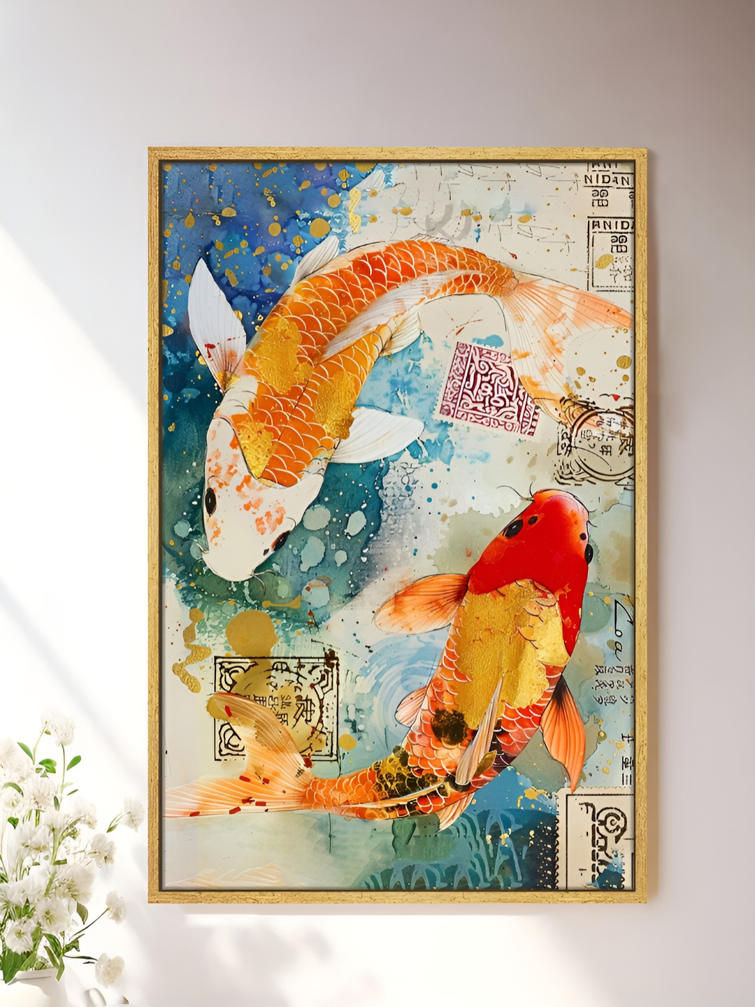 Art Street Orange & Blue Koi Fish Canvas Wall Art