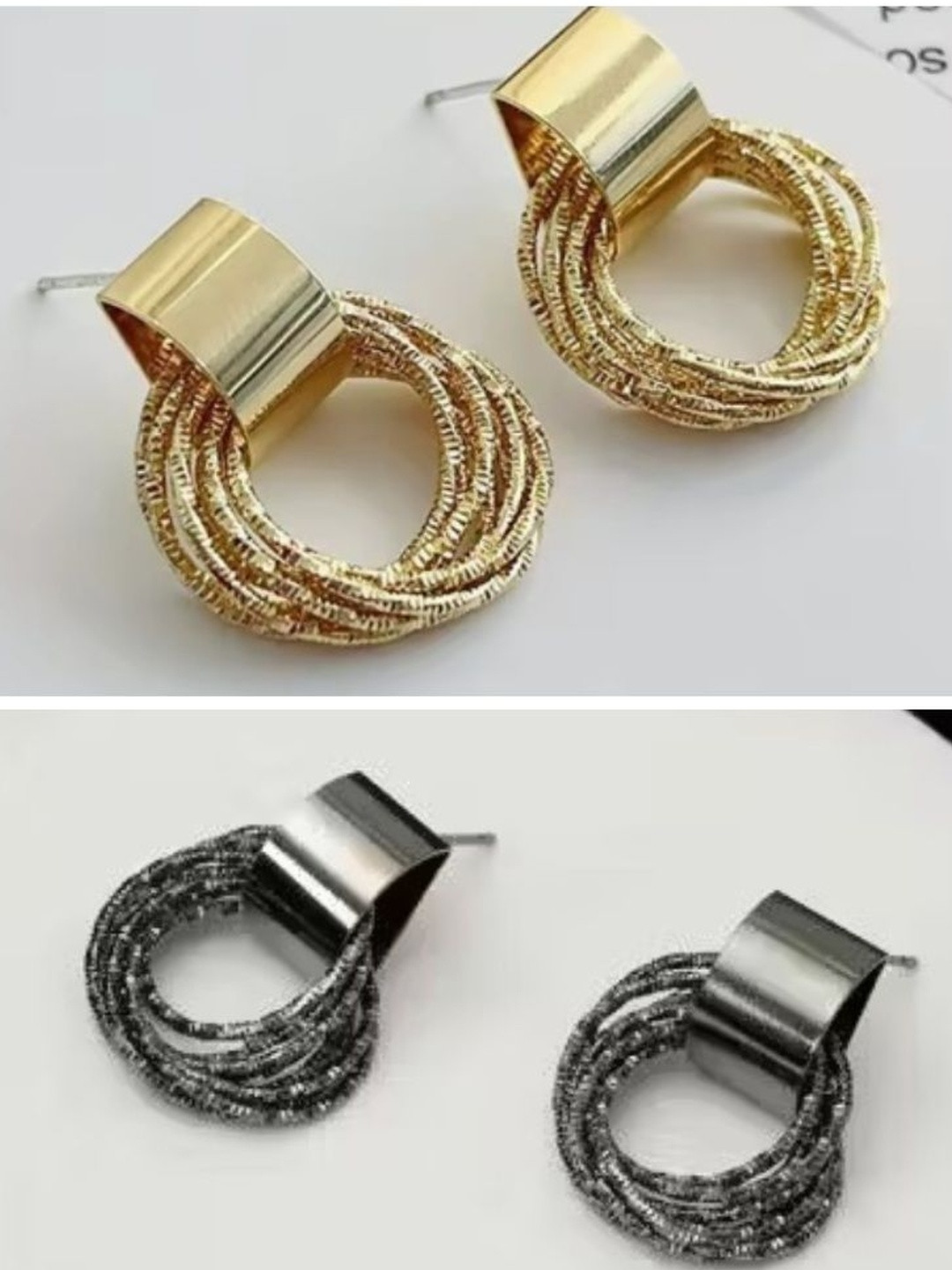 NAVJAI Set of 2 Gold-Plated & Multi Metal Earrings