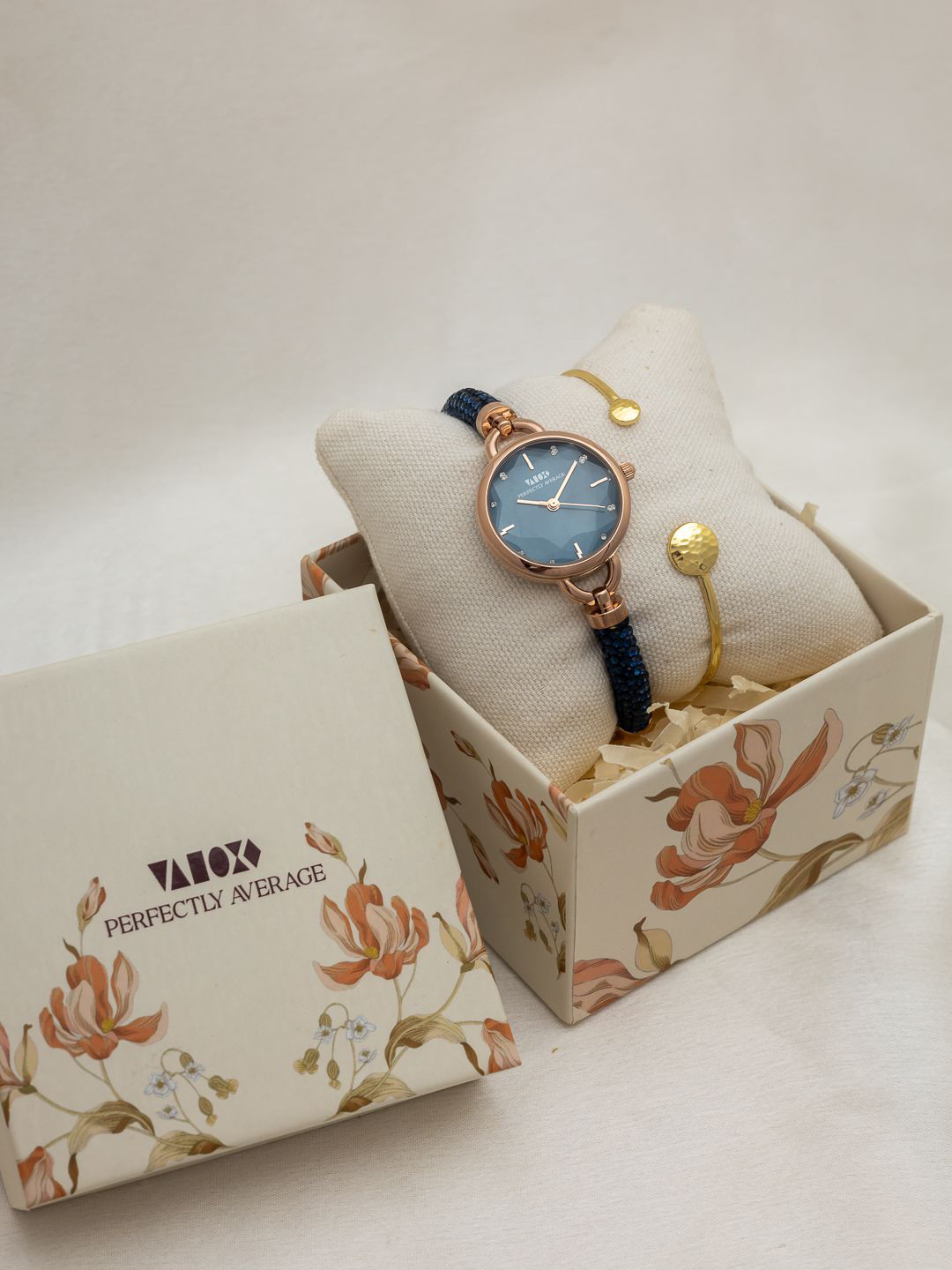 Perfectly Average Women Textured Bracelet & Crystal Slider Watch Accessory Gift Set
