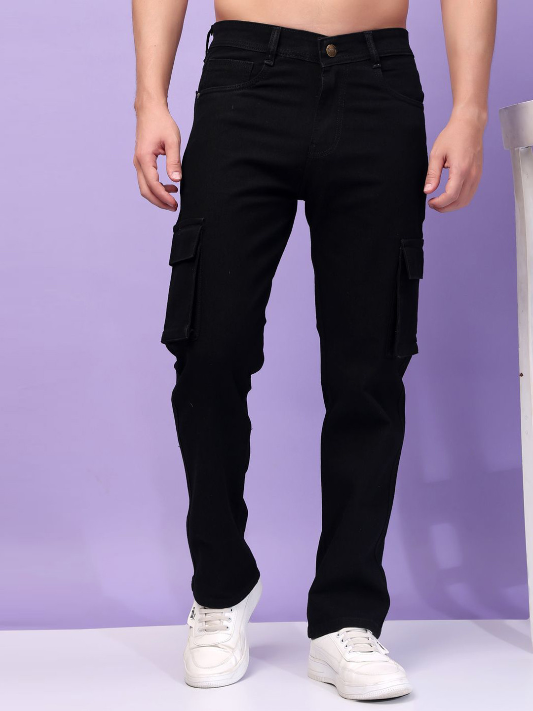 PRJ IN STYLE Men Loose Fit Denim Cargos Trousers