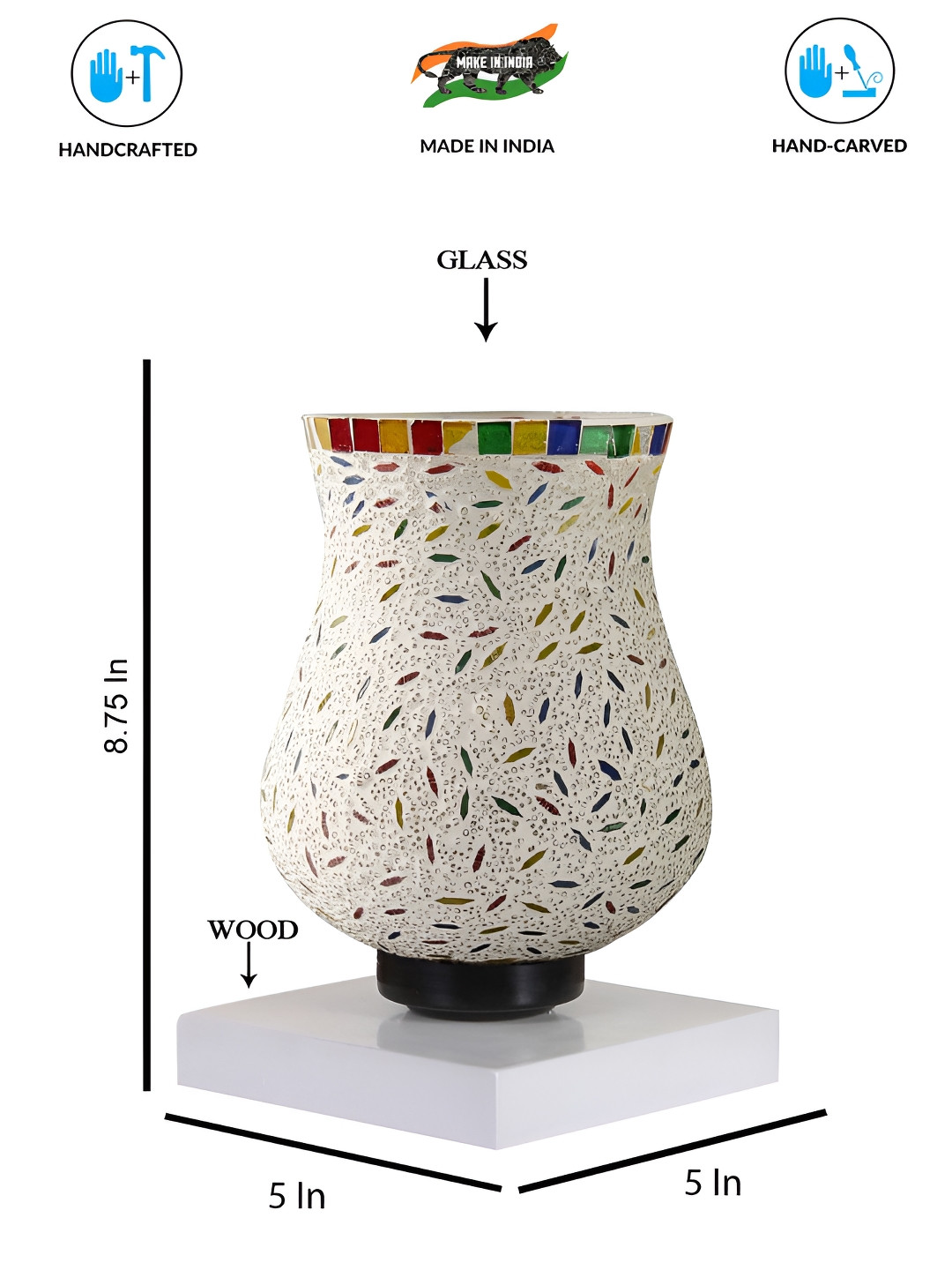 Aura Cream-Colored & Blue Textured Bell Shaped Table Lamp With Base