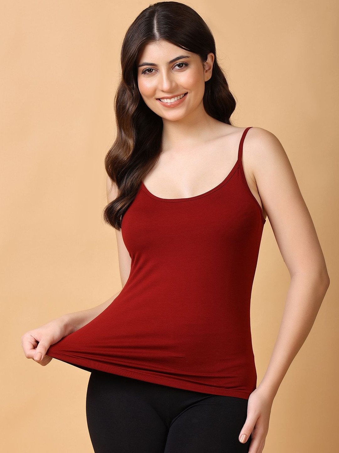 Floret Pack of 2 Women Solid Modal Super Stretch Adjustable Straps Camisole