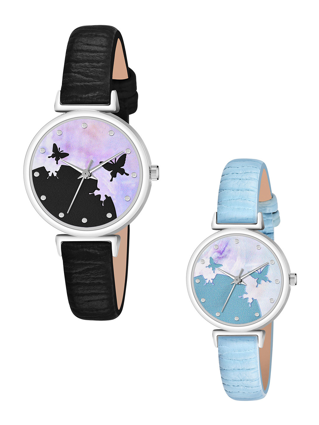 FROZIL Girls Pack Of 2 Dial & Leather Straps Analogue Watch AB64-BF-B-SKY