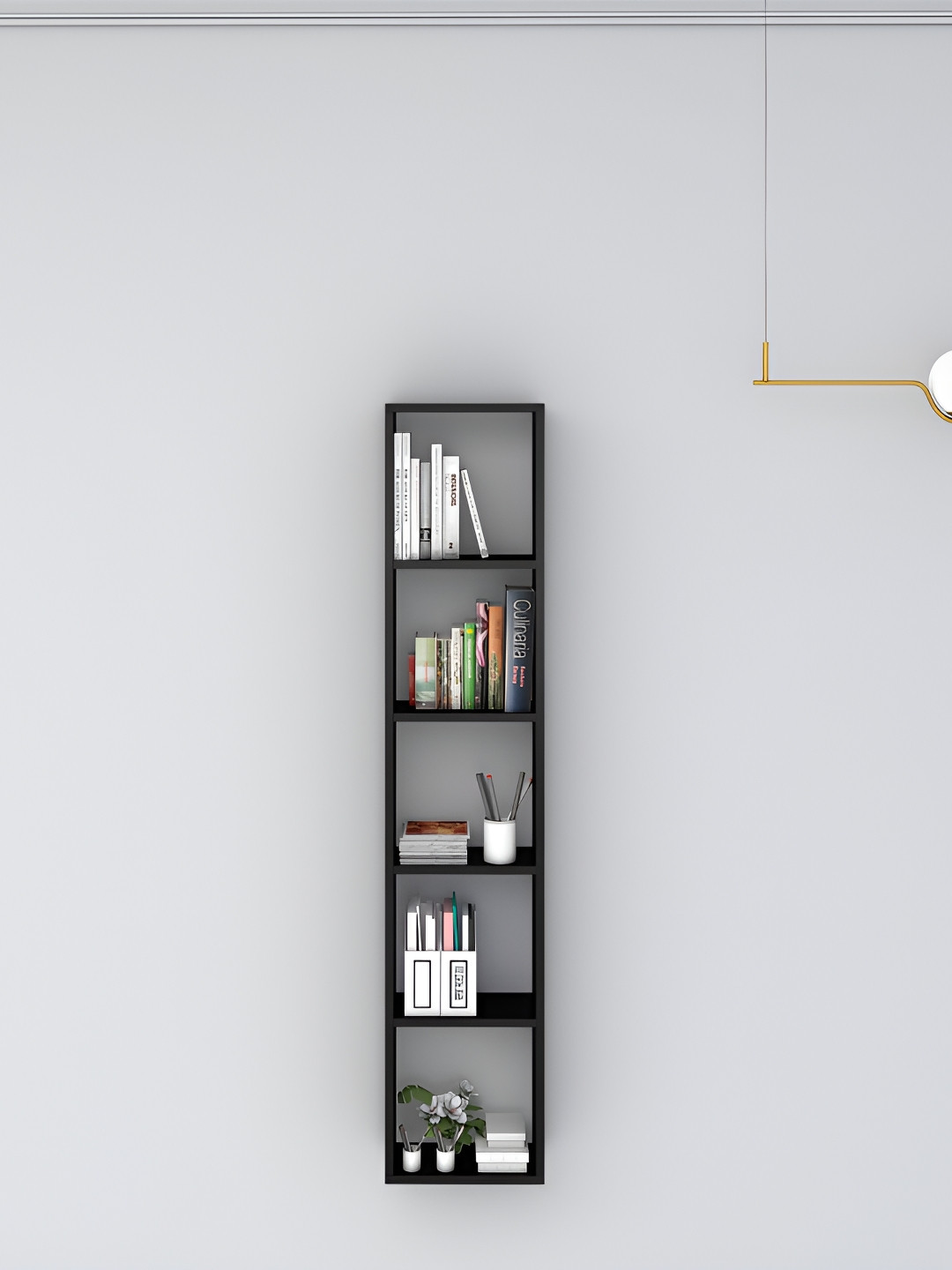 Crystal Furnitech Black Wooden Wall Shelves