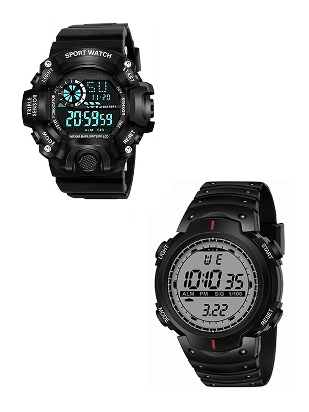 FROZIL Men Pack Of 2 Dial & Straps Digital Watch BLACK RING-TMEX