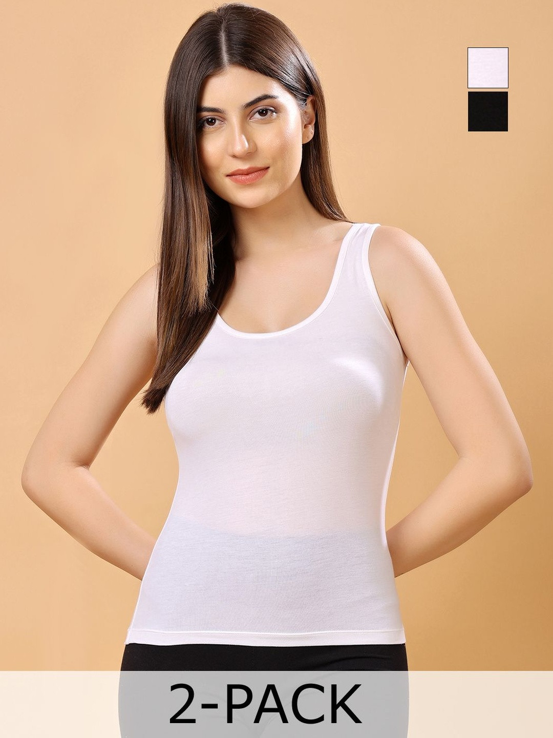 Floret Women Pack of 2 Modal Super Stretch Camisole Tank Top