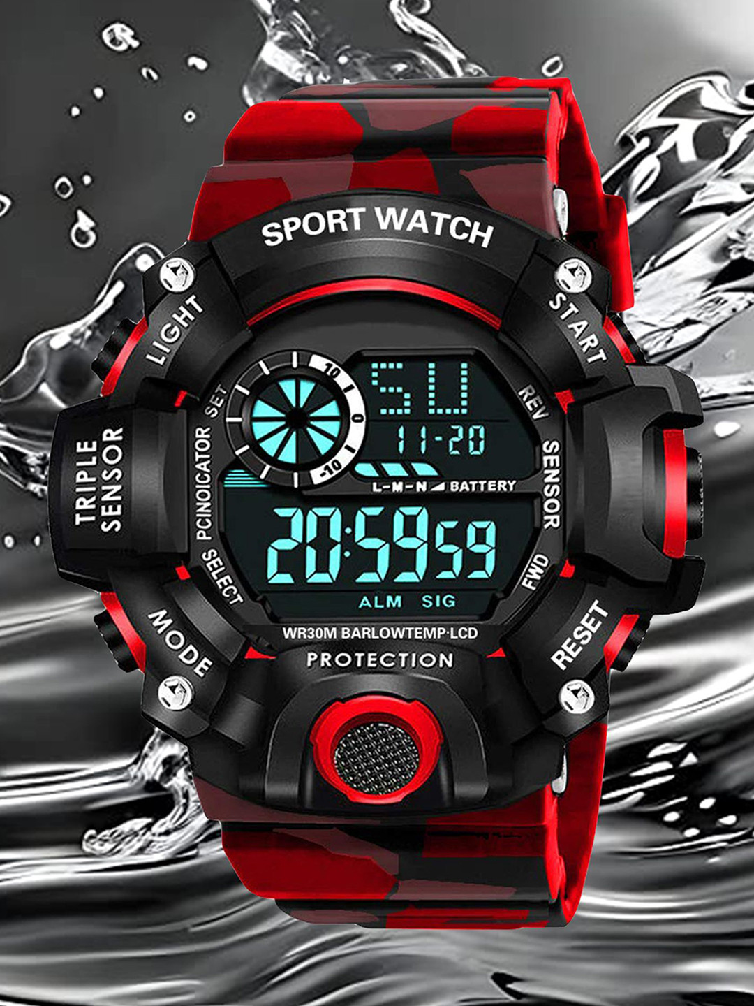 FROZIL Men Dial & Straps Digital Watch G-Water-Army Red