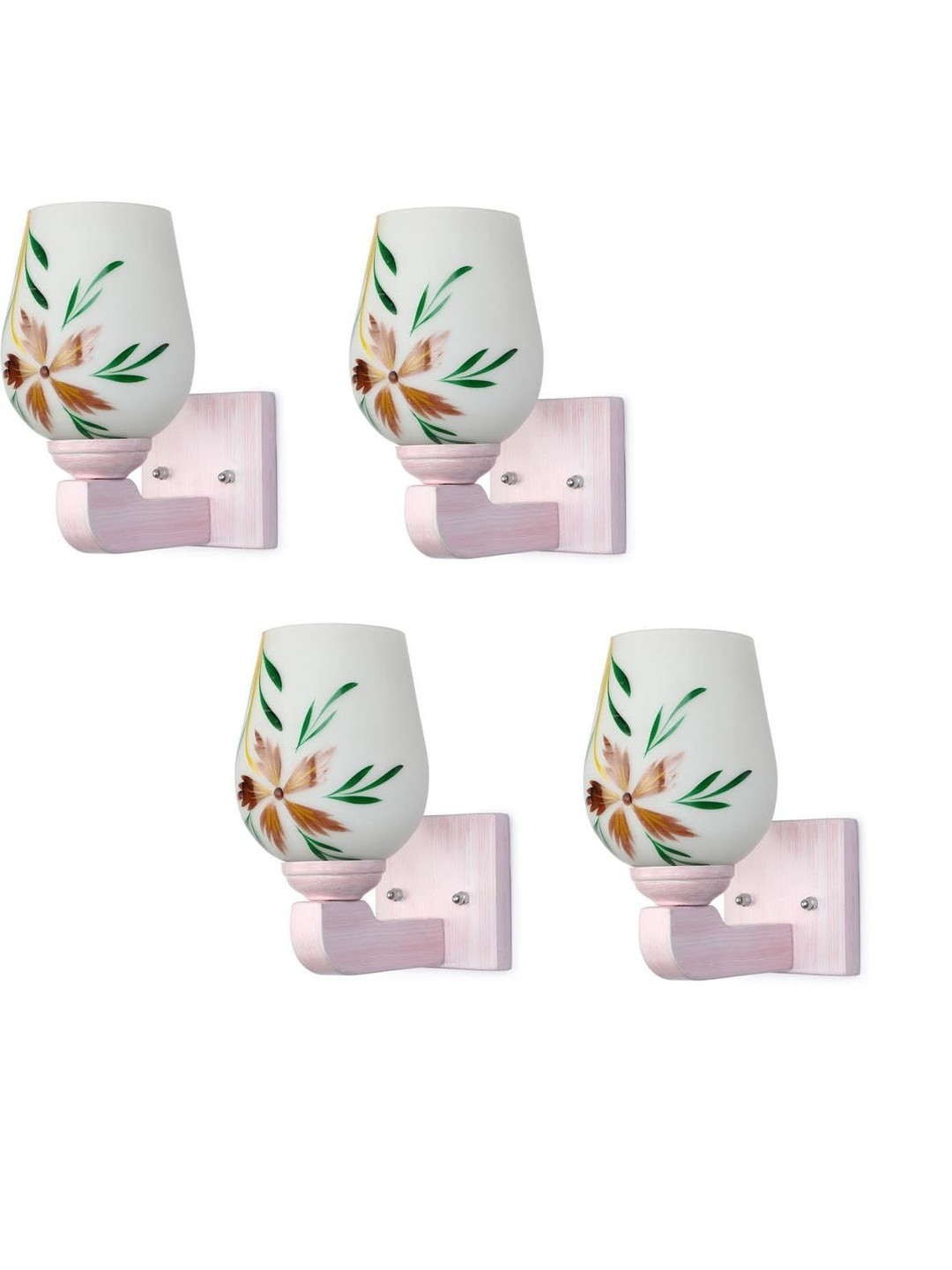 1ST TIME Set of 4 White Glass Traditional Cylinder Wall Lamps