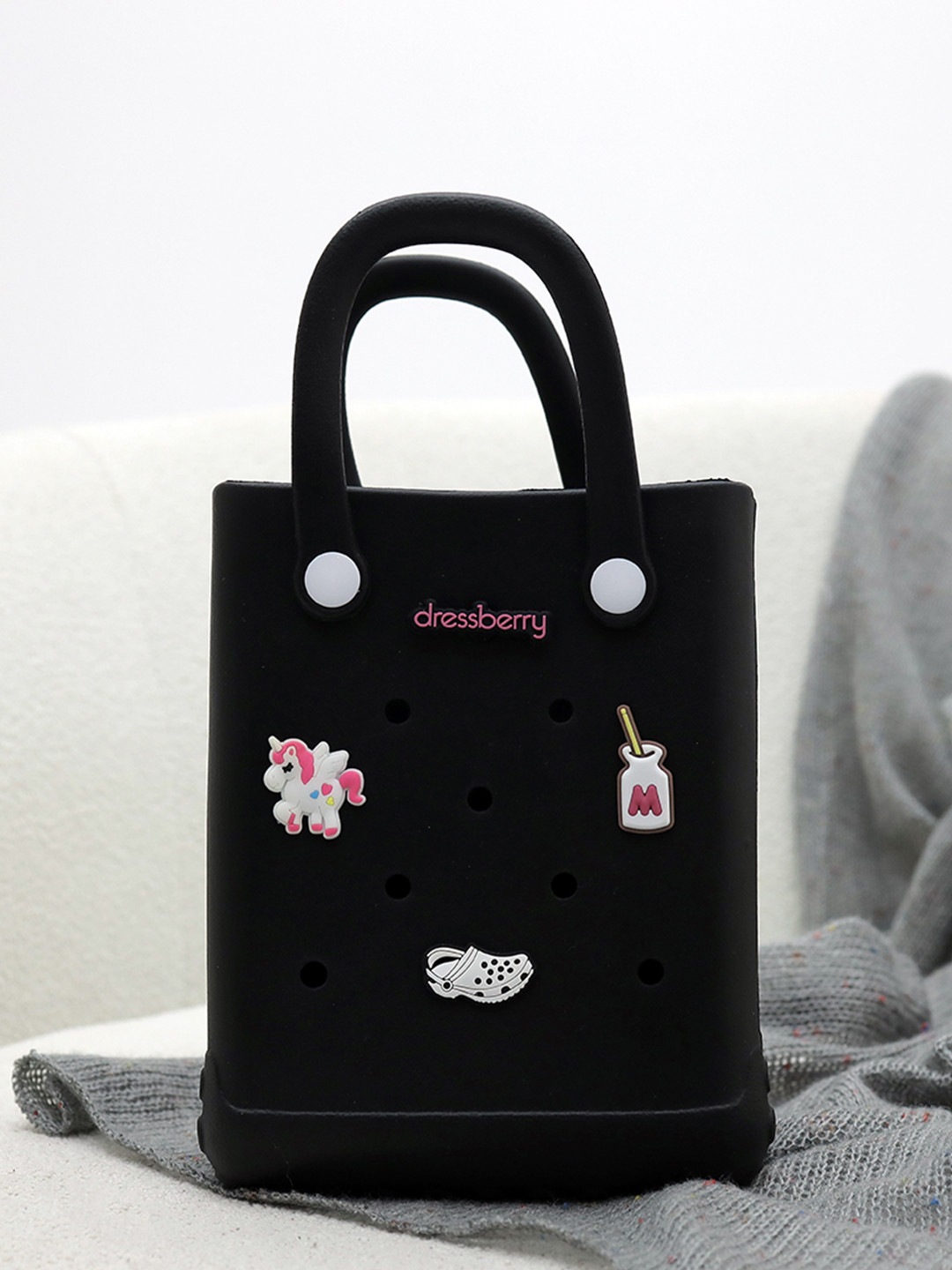 DressBerry Women Structured EVA Handheld Bag with Charms