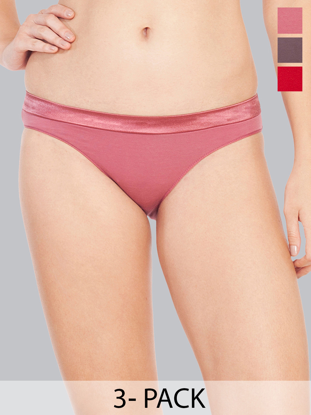 Soie Pack Of 3 Assorted Low-Rise Seamless Bikini Briefs CP-1103 3PK-3 ASSORTED