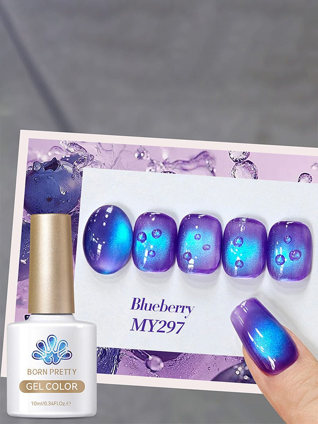 BORN PRETTY Cat Eye Magnetic Gel Polish - 10 ml - Blueberry - MY297