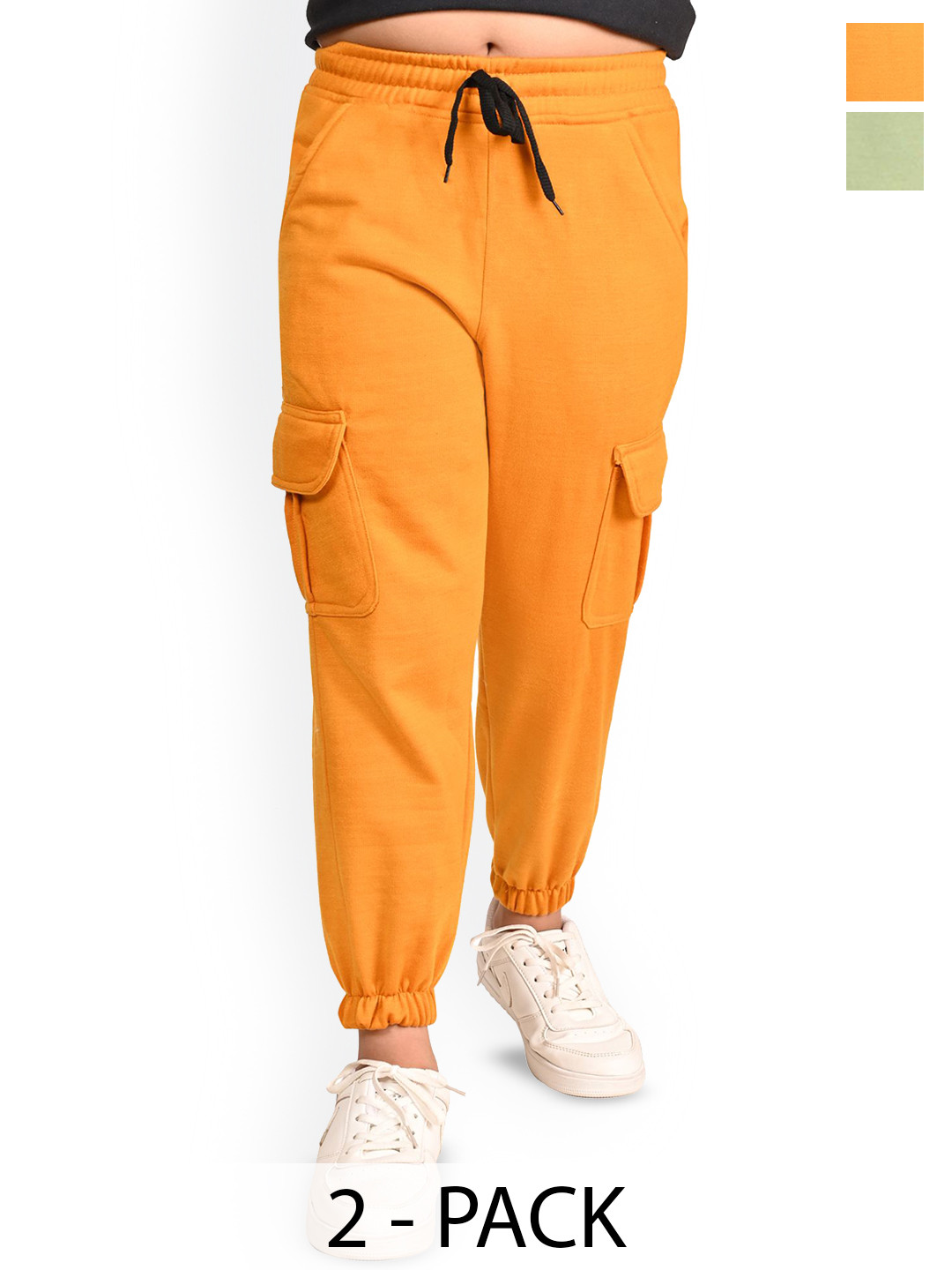 BAESD Girls Pack Of 2  Warm Cargo Ponchi Style Lower Mid Rise Joggers