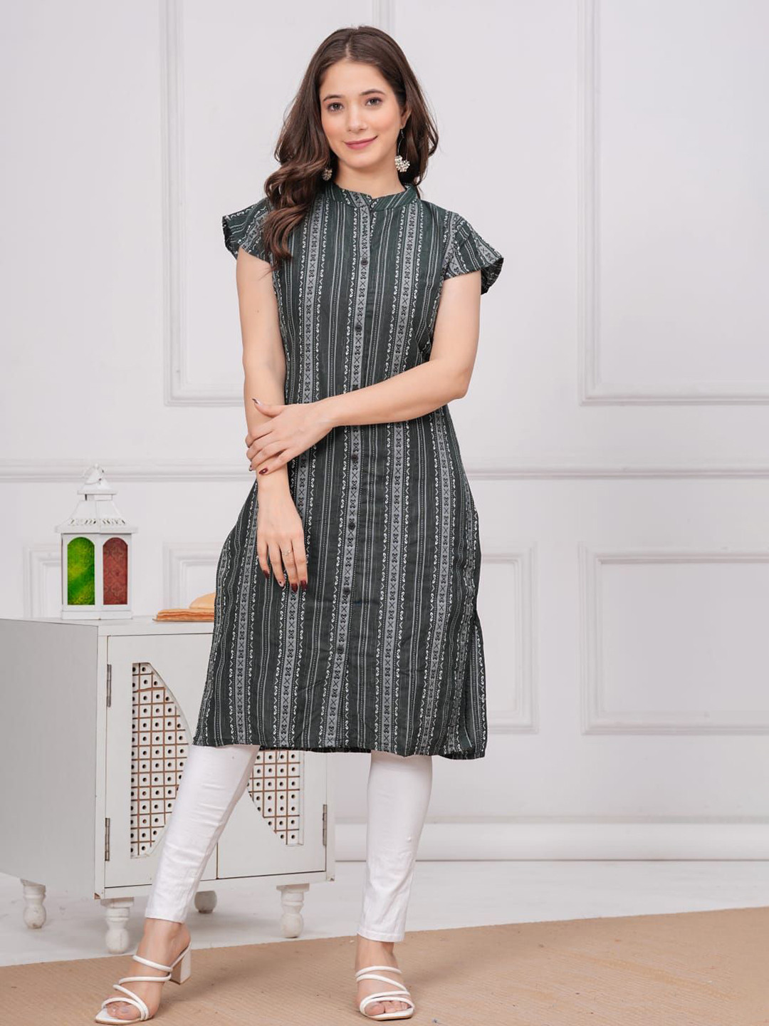 CitySquad Floral Printed Cotton Straight Kurta