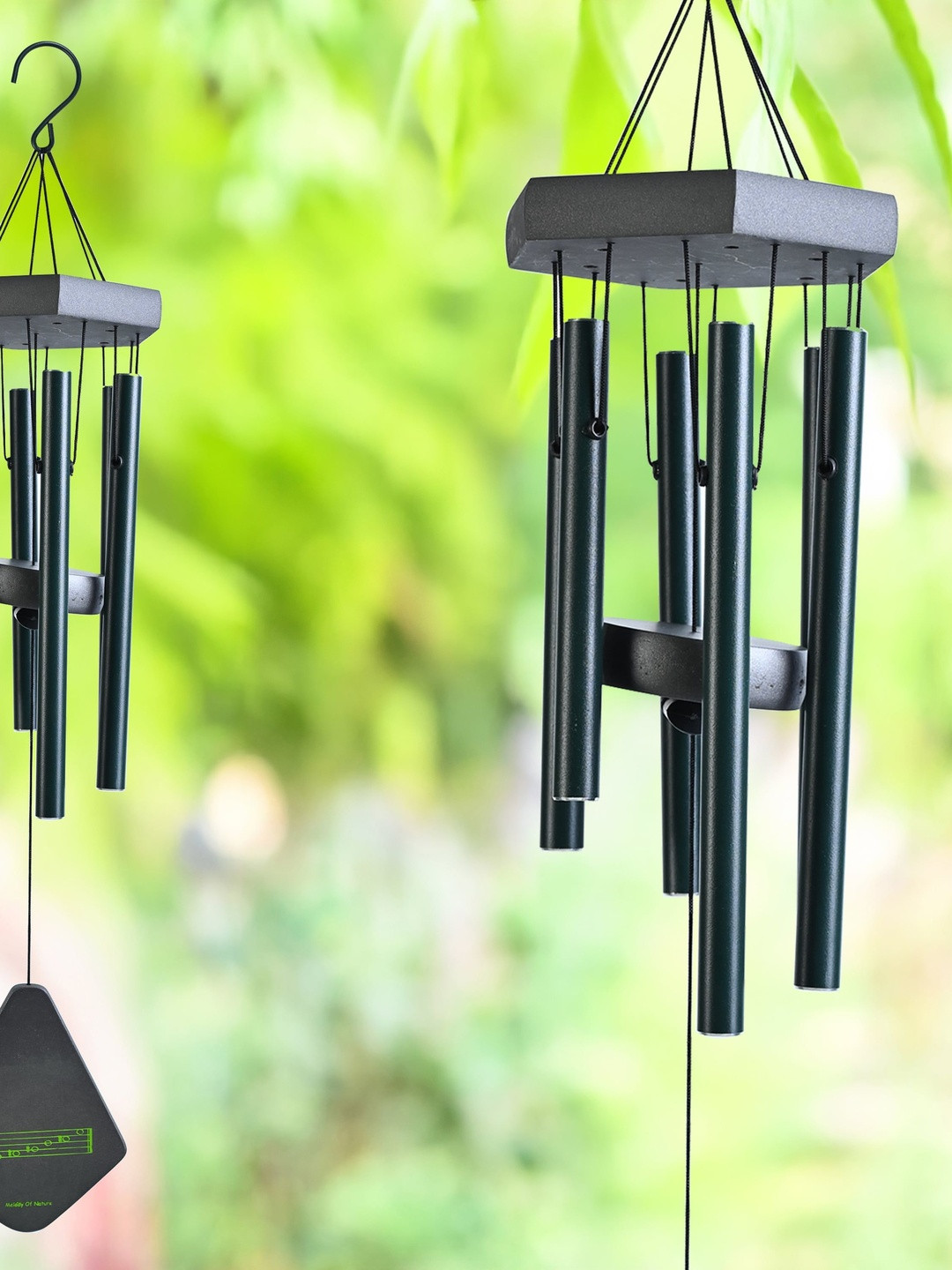 HINDCRAFT Black & Green Metal Wind Chime