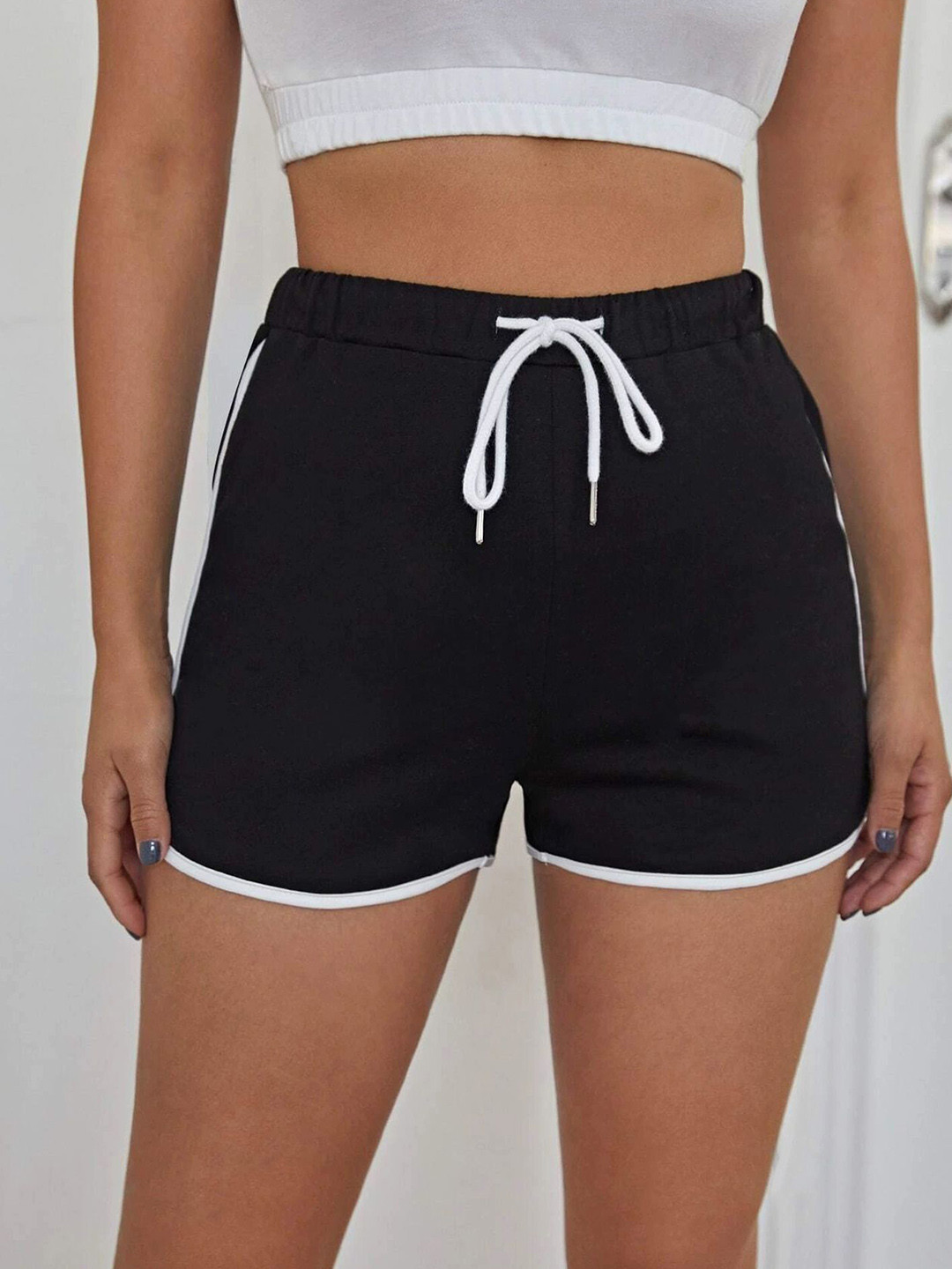 LULU & SKY Women Regular Fit High-Rise Contrast Trim Shorts