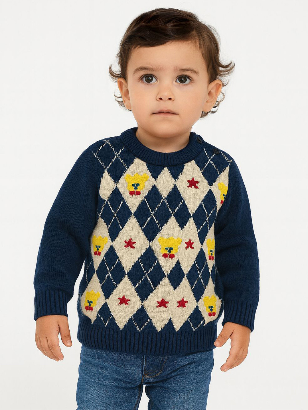 Nauti Nati Boys Argyle Design Flat-knit Sweater