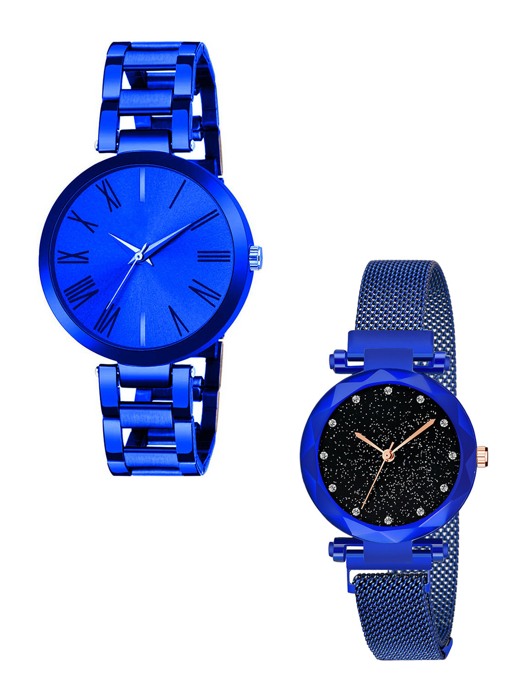 FROZIL Women Set of 2 Round Dial & Bracelet Style Straps Analogue Watch TNR-BL-BL12