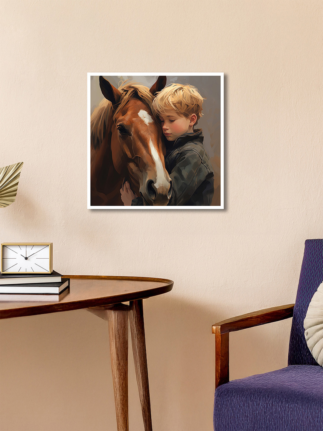 nestroots White & Brown Unspoken Bond Horse Canvas Wall Art