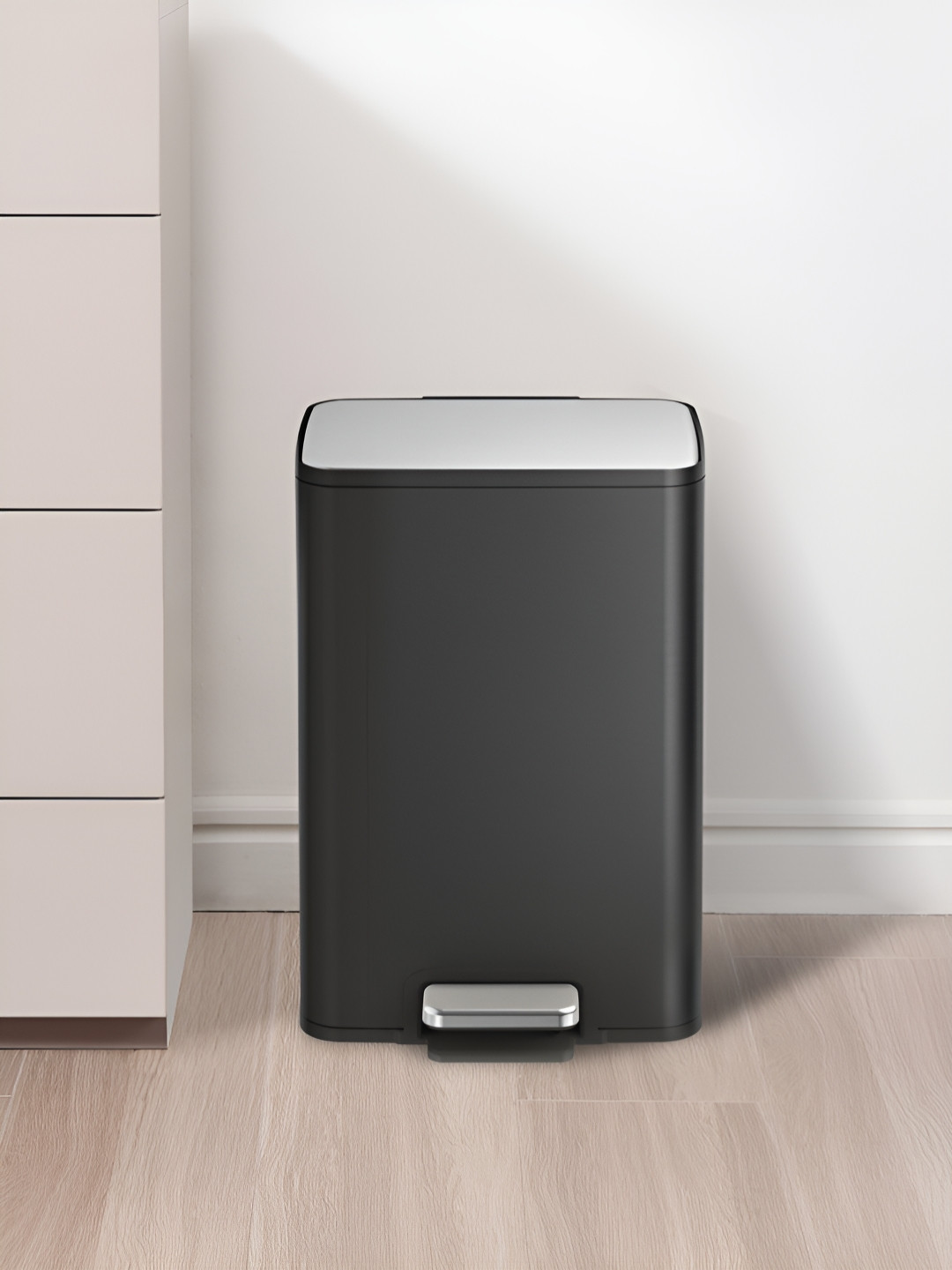 OBSESSIONS Black & Grey Pedal Dustbin With Liner 11 L