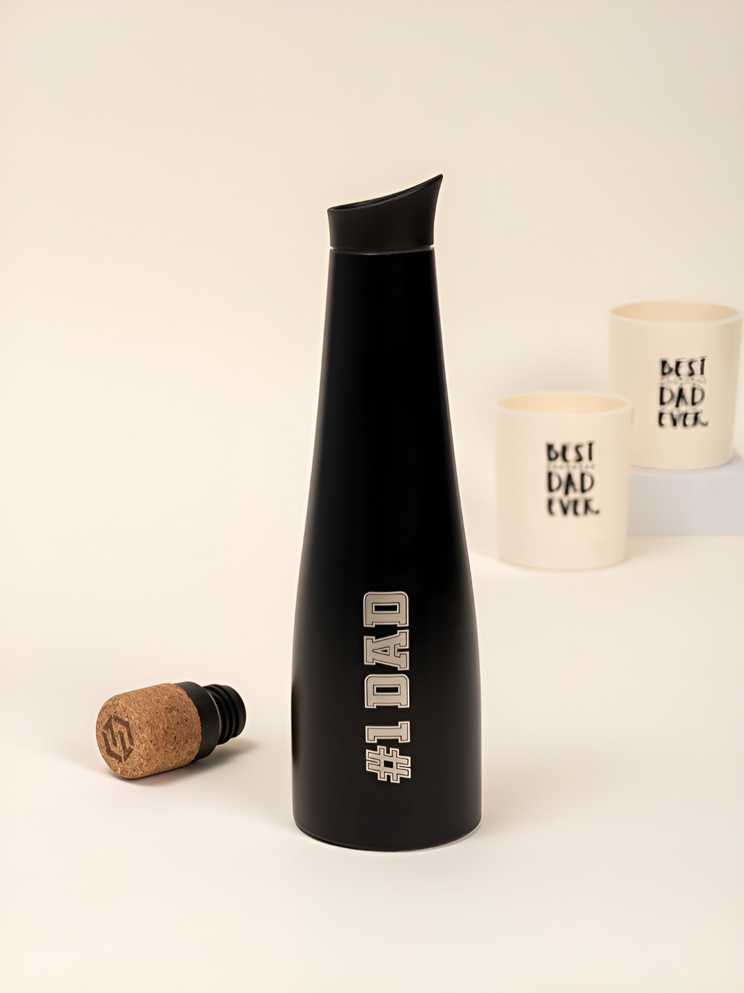The Zappy Box Black & White Stainless Steel Typography Printed Water Bottle 500ml