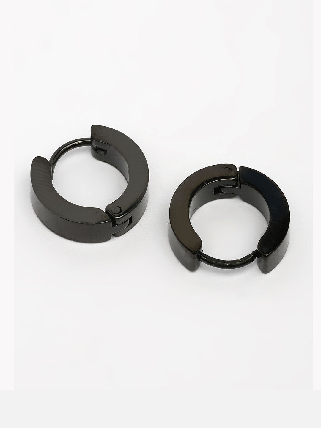 Scintillare By Sukkhi Men Stainless Steel Rhodium-Plated Circular Shaped Hoop Earrings
