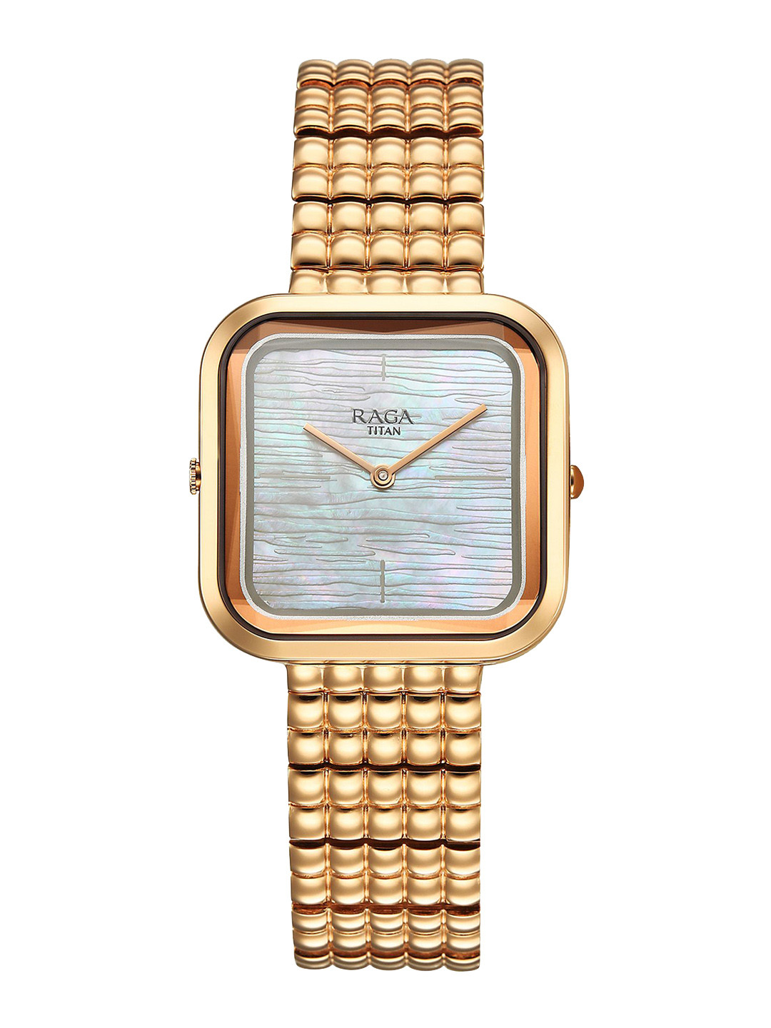Titan Women Brass Dial & Stainless Steel Straps Analogue Watch 95343WM01