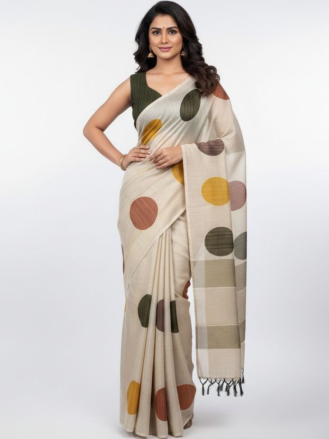 Peachmode Polka Dot Art Silk Handloom Saree