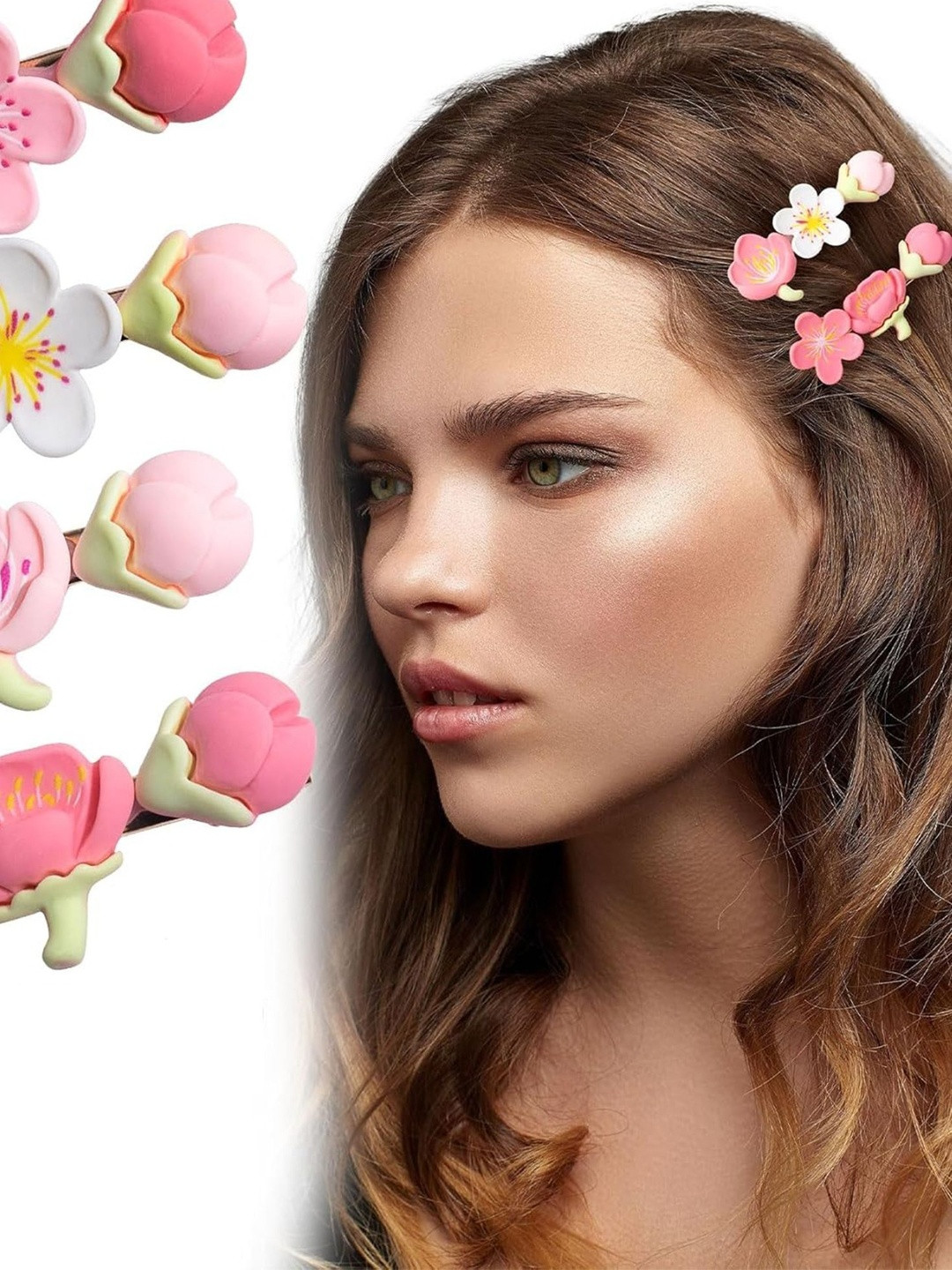 Shivarth Set of 4 Alligator Flower Korean Hair Clips